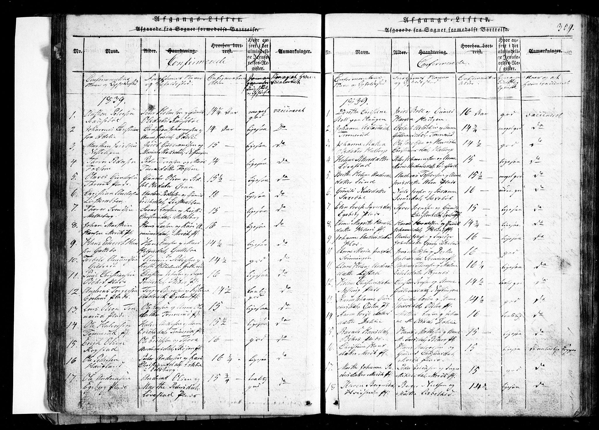 Spydeberg prestekontor Kirkebøker, SAO/A-10924/G/Ga/L0001: Parish register (copy) no. I 1, 1814-1868, p. 309