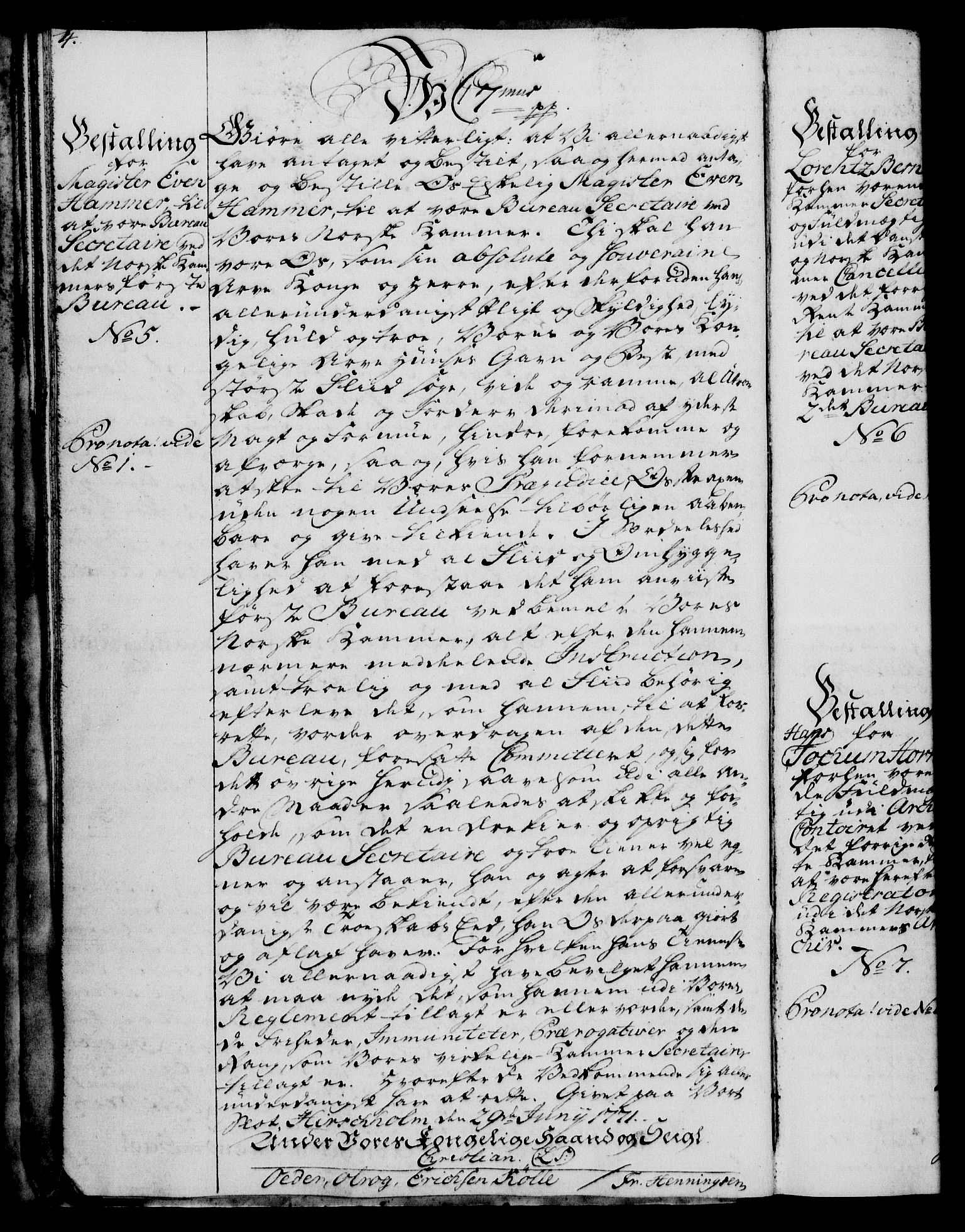 Rentekammeret, Kammerkanselliet, AV/RA-EA-3111/G/Gg/Gge/L0005: Norsk bestallingsprotokoll med register (merket RK 53.29), 1771-1773, p. 4