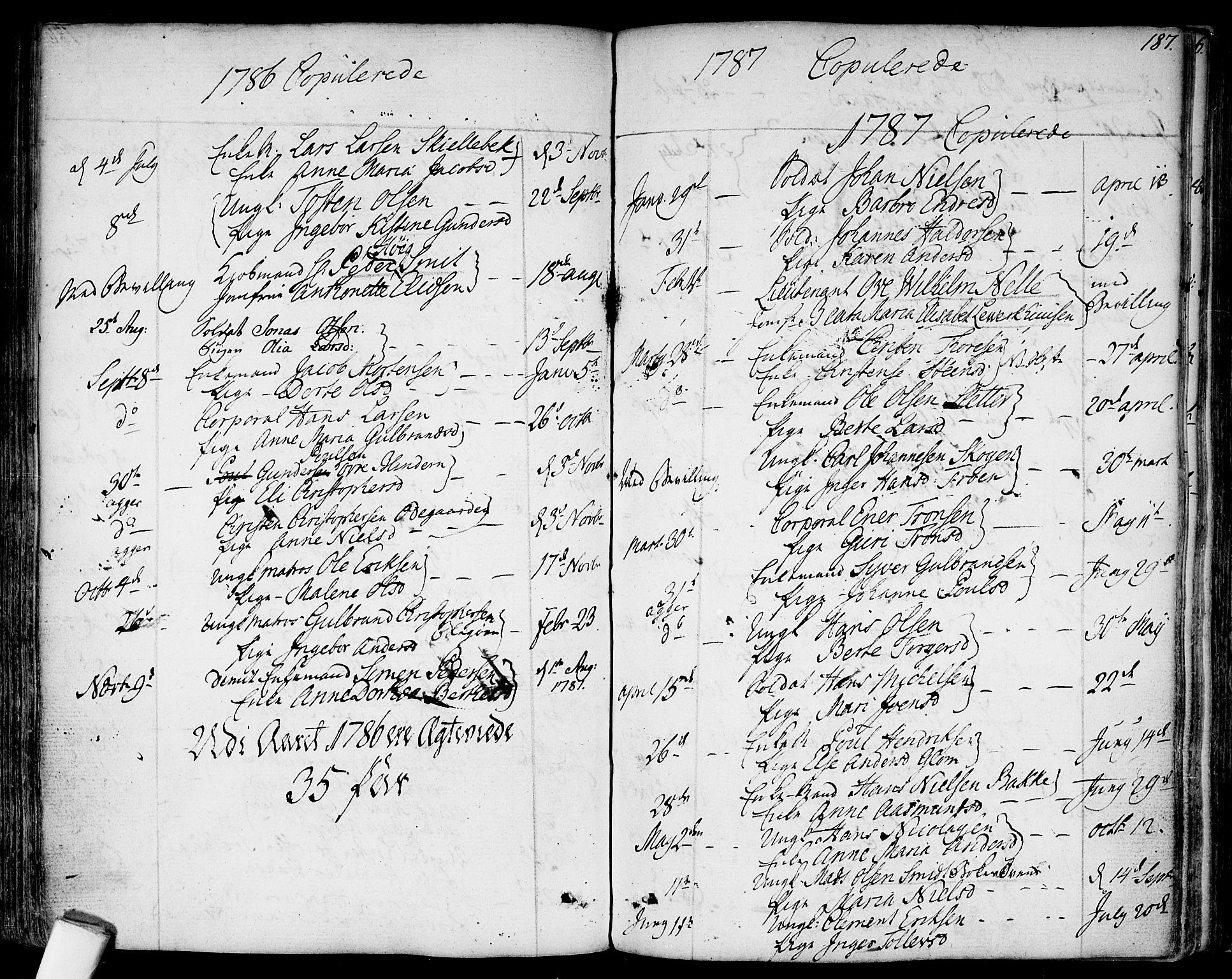 Garnisonsmenigheten Kirkebøker, SAO/A-10846/F/Fa/L0003: Parish register (official) no. 3, 1777-1809, p. 187