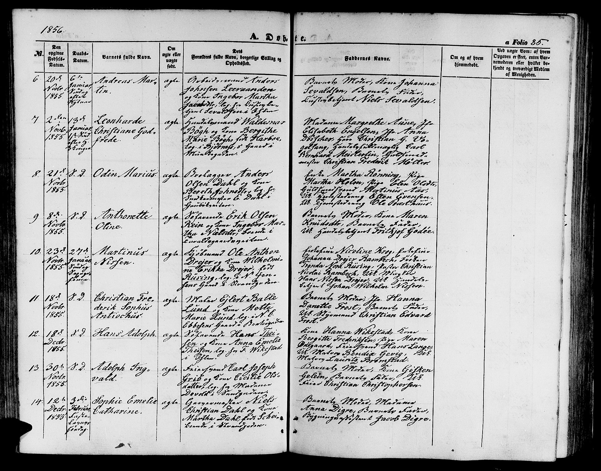 Ministerialprotokoller, klokkerbøker og fødselsregistre - Sør-Trøndelag, SAT/A-1456/602/L0138: Parish register (copy) no. 602C06, 1853-1858, p. 85