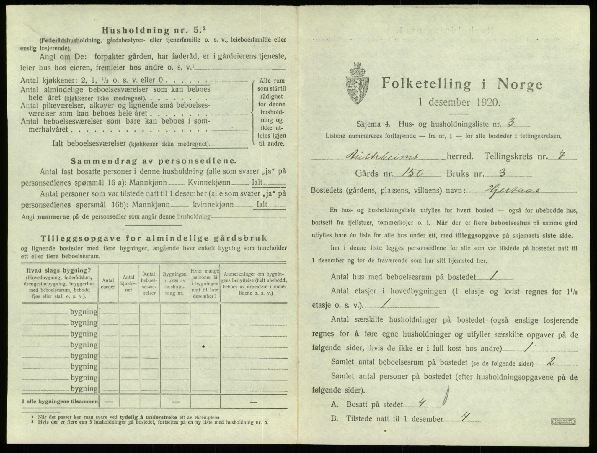 SAB, 1920 census for Austrheim, 1920, p. 343