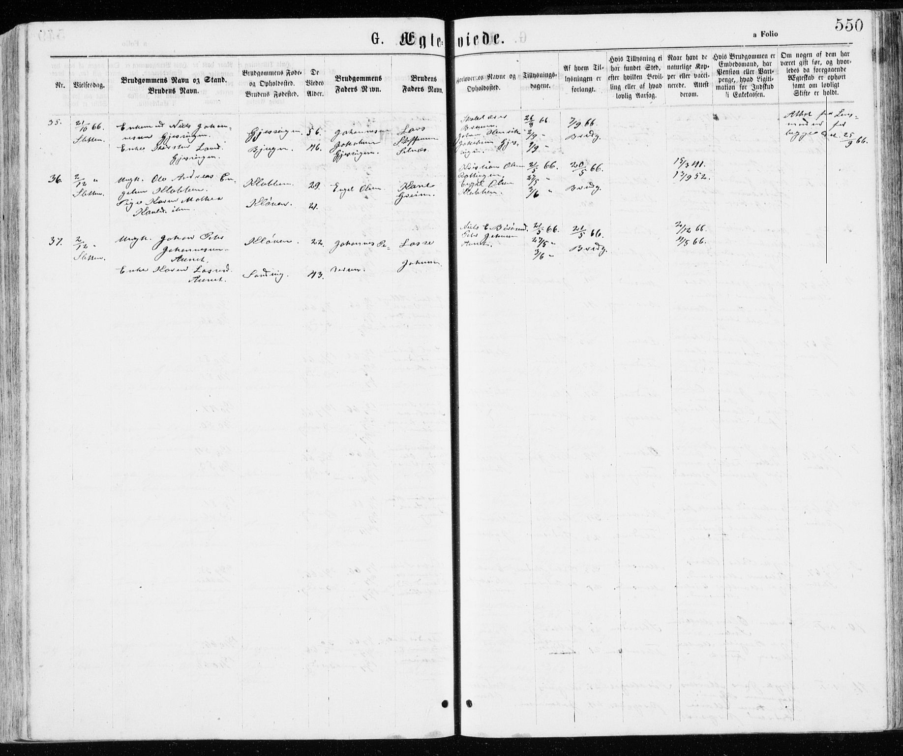 Ministerialprotokoller, klokkerbøker og fødselsregistre - Sør-Trøndelag, SAT/A-1456/640/L0576: Parish register (official) no. 640A01, 1846-1876, p. 550