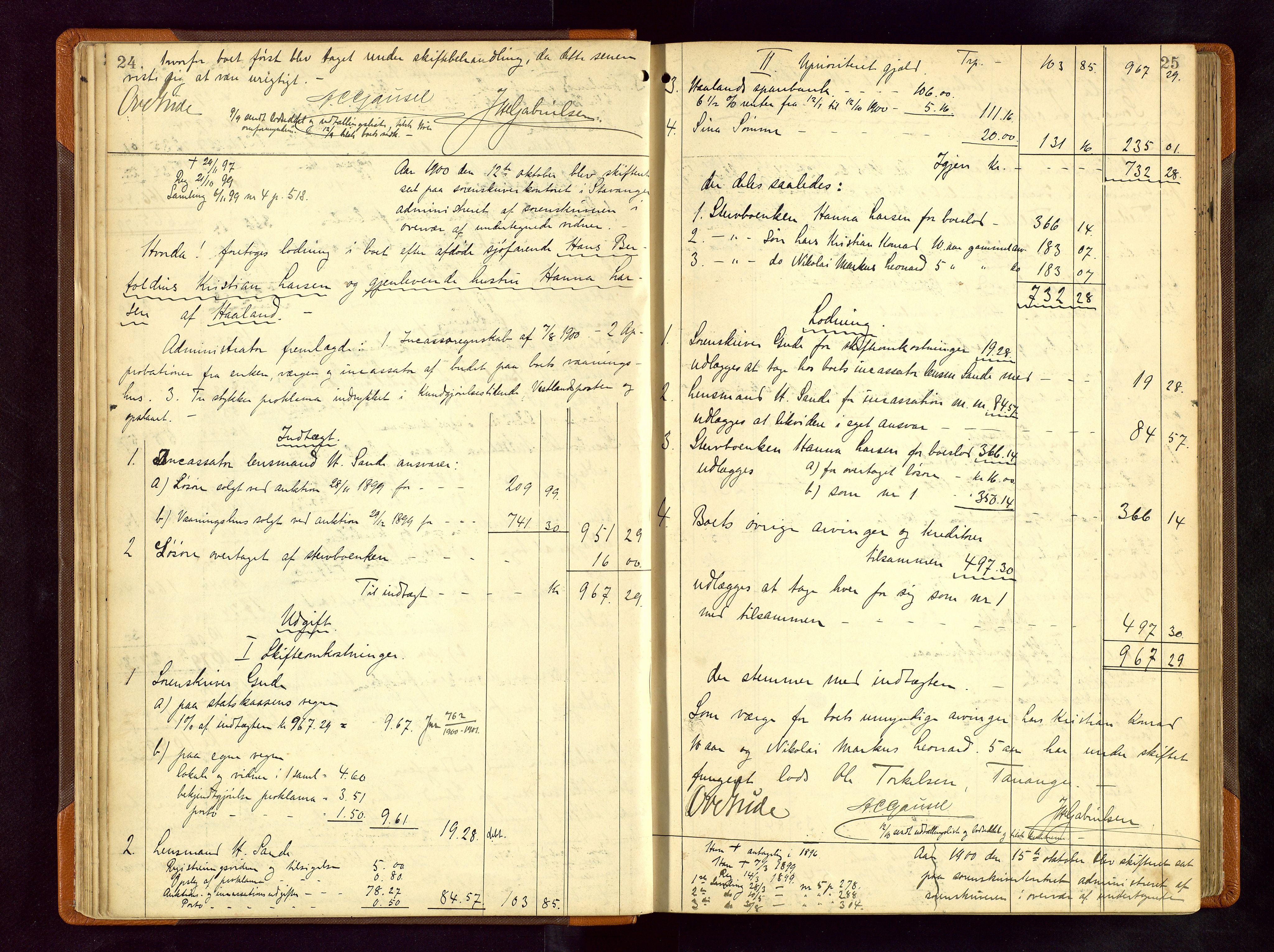 Jæren sorenskriveri, AV/SAST-A-100310/01/5/50/50BB/L0006: SKIFTEUTLODNINGSPROTOKOLL, 1900-1907, p. 24-25