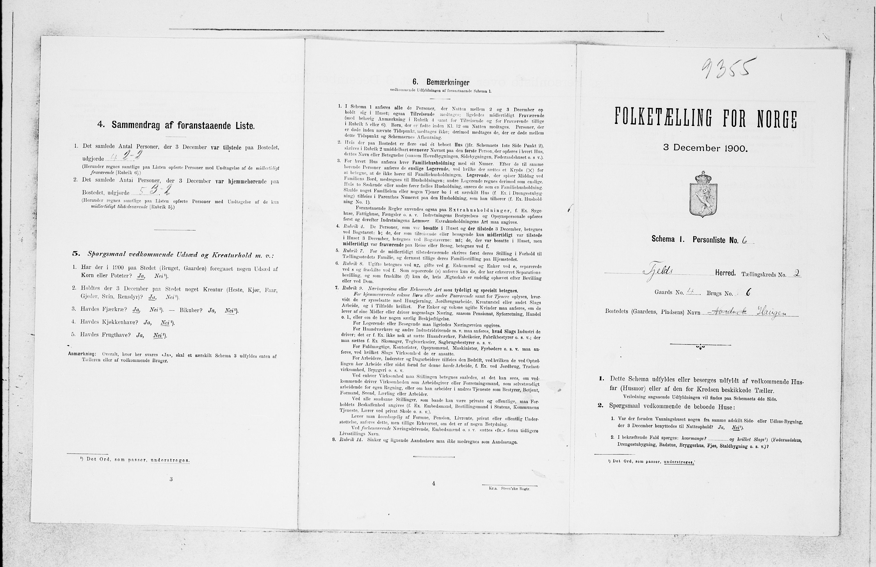 SAB, 1900 census for Fjell, 1900, p. 183