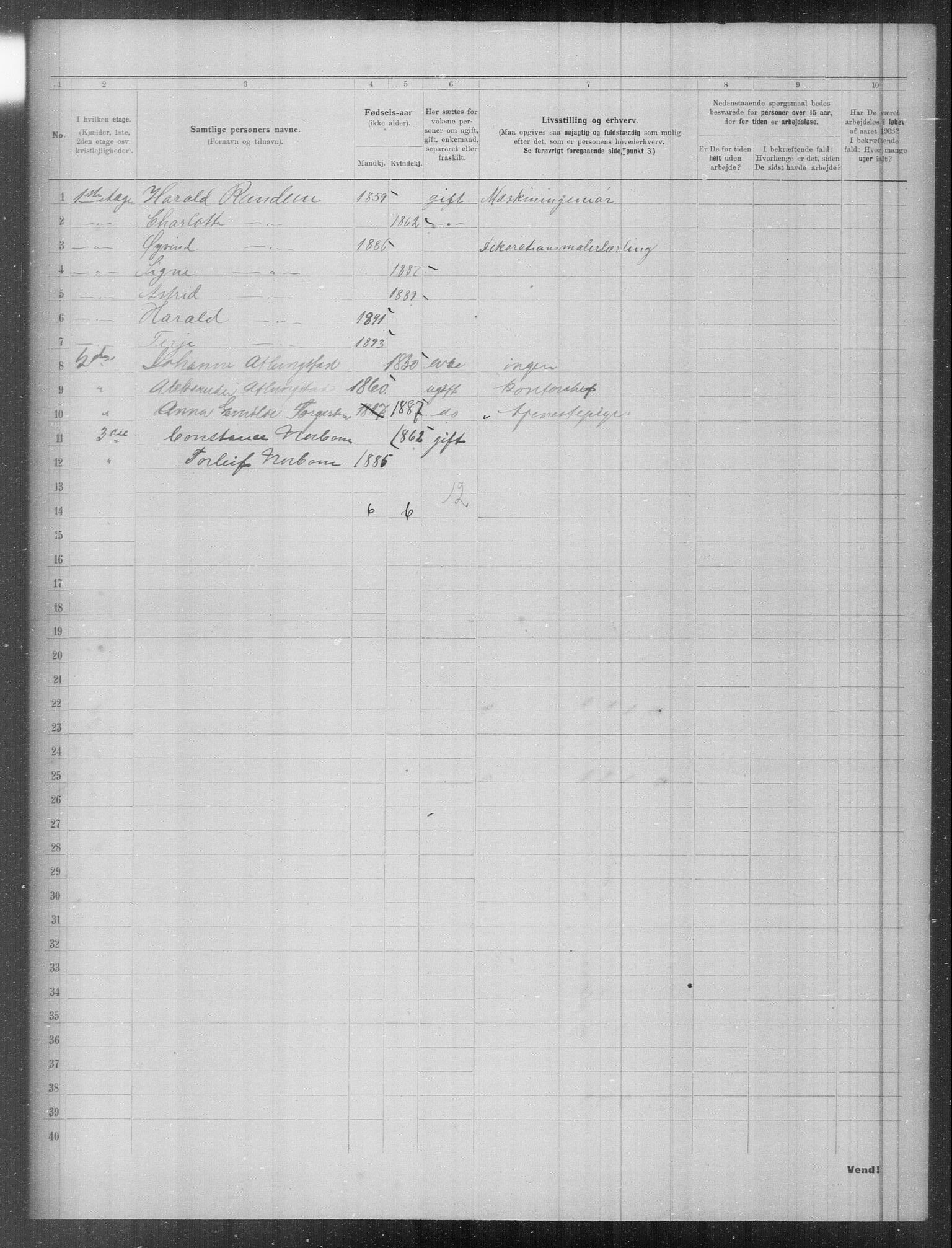 OBA, Municipal Census 1903 for Kristiania, 1903, p. 2734