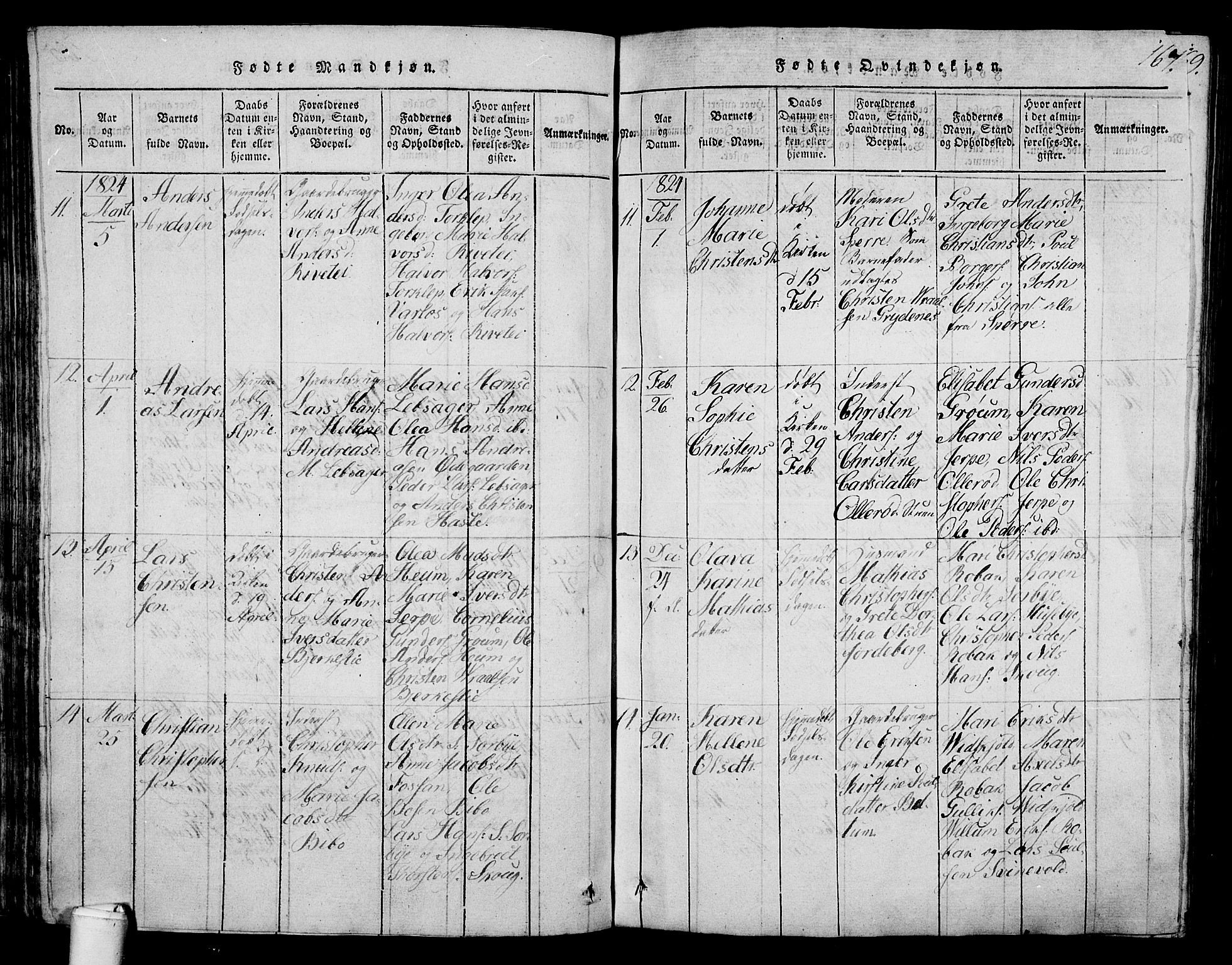 Våle kirkebøker, AV/SAKO-A-334/G/Ga/L0001: Parish register (copy) no. I 1, 1814-1824, p. 166-167