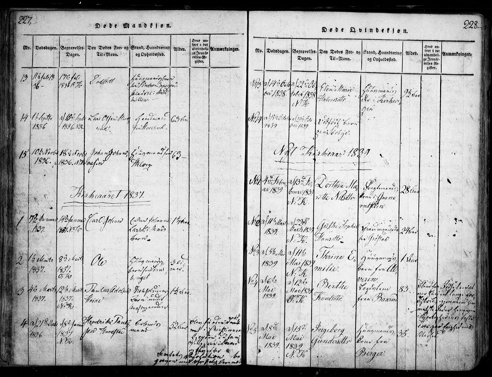 Nesodden prestekontor Kirkebøker, SAO/A-10013/F/Fa/L0006: Parish register (official) no. I 6, 1814-1847, p. 227-228