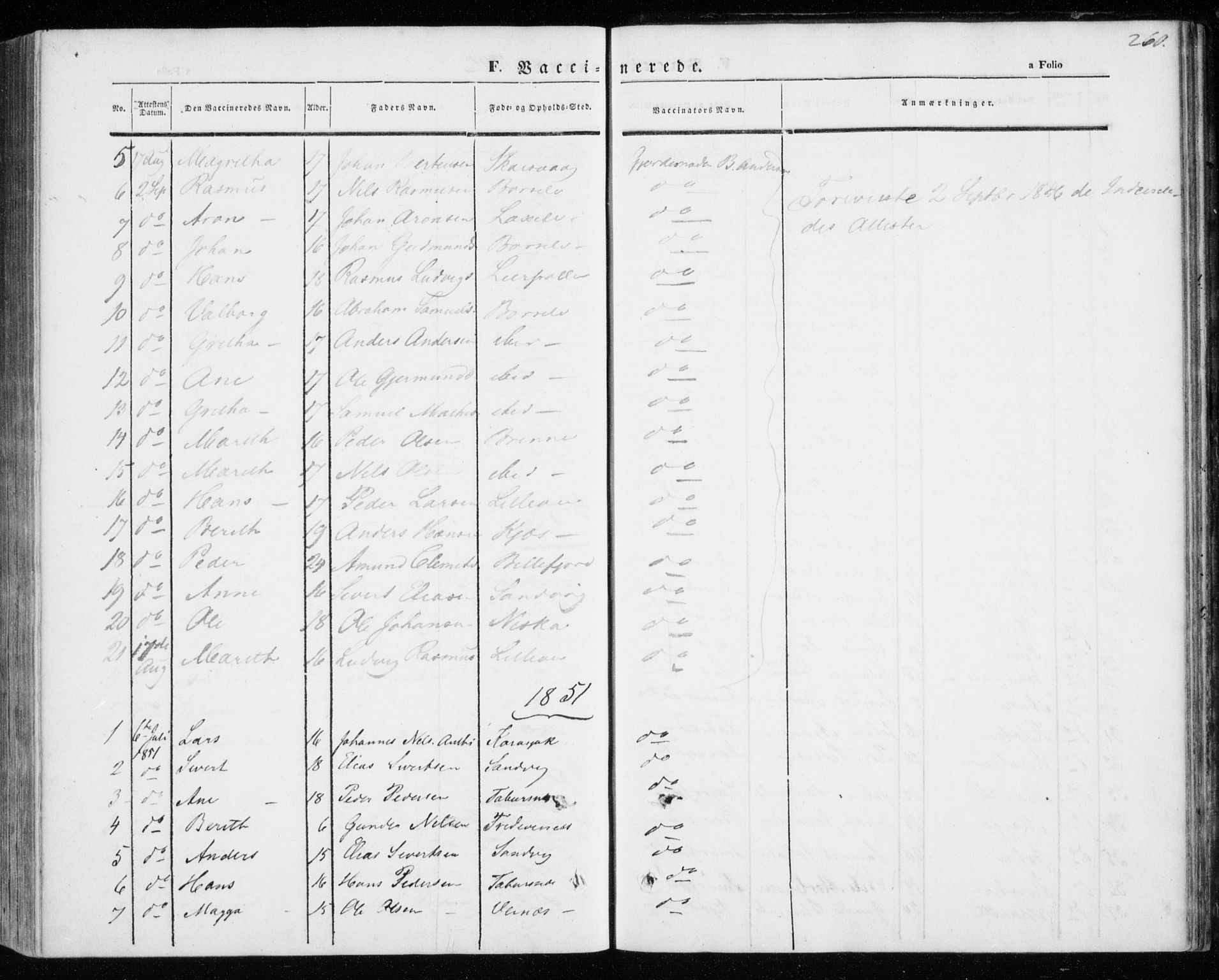 Kistrand/Porsanger sokneprestembete, SATØ/S-1351/H/Ha/L0004.kirke: Parish register (official) no. 4, 1843-1860, p. 260