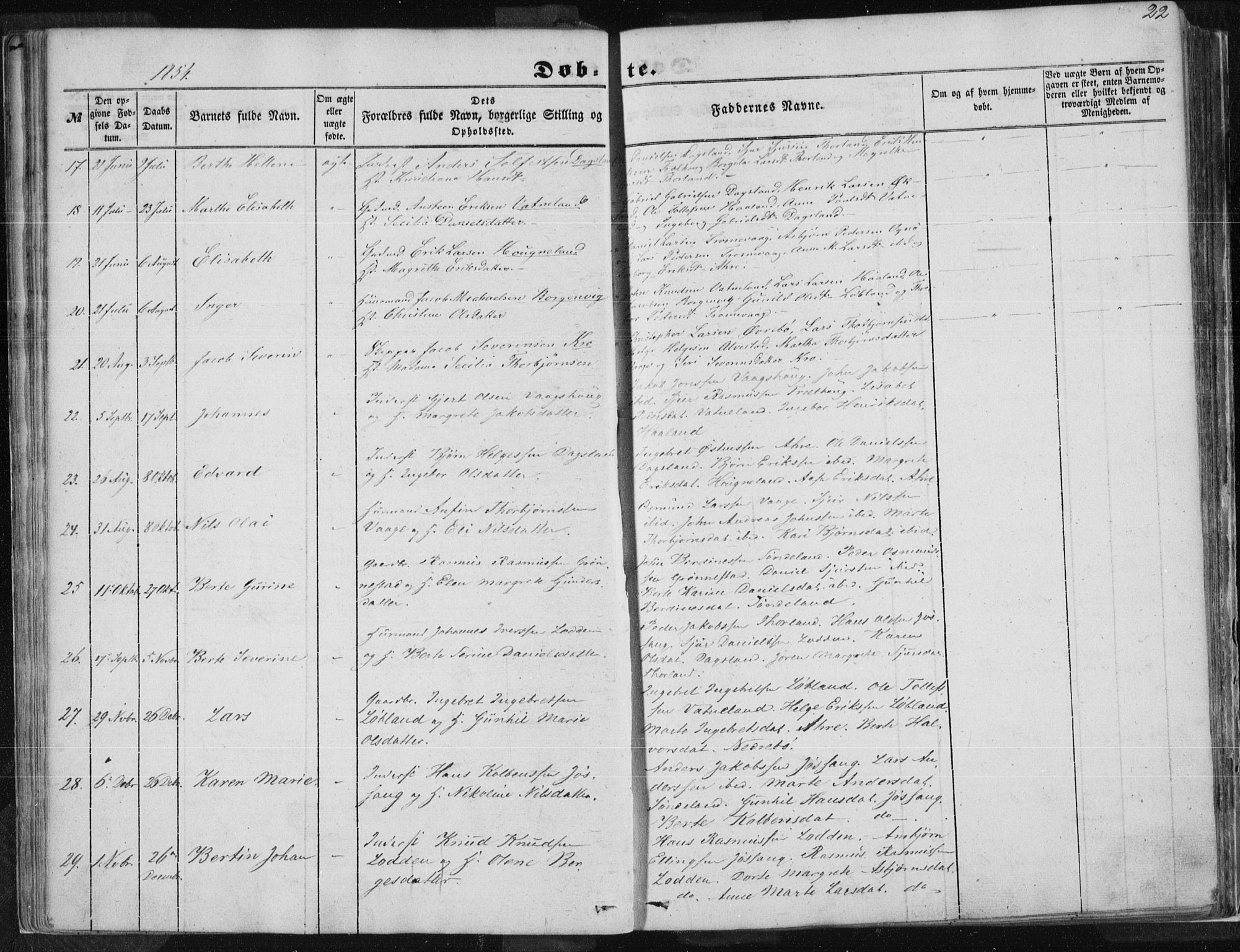 Tysvær sokneprestkontor, AV/SAST-A -101864/H/Ha/Haa/L0002: Parish register (official) no. A 2, 1847-1856, p. 22