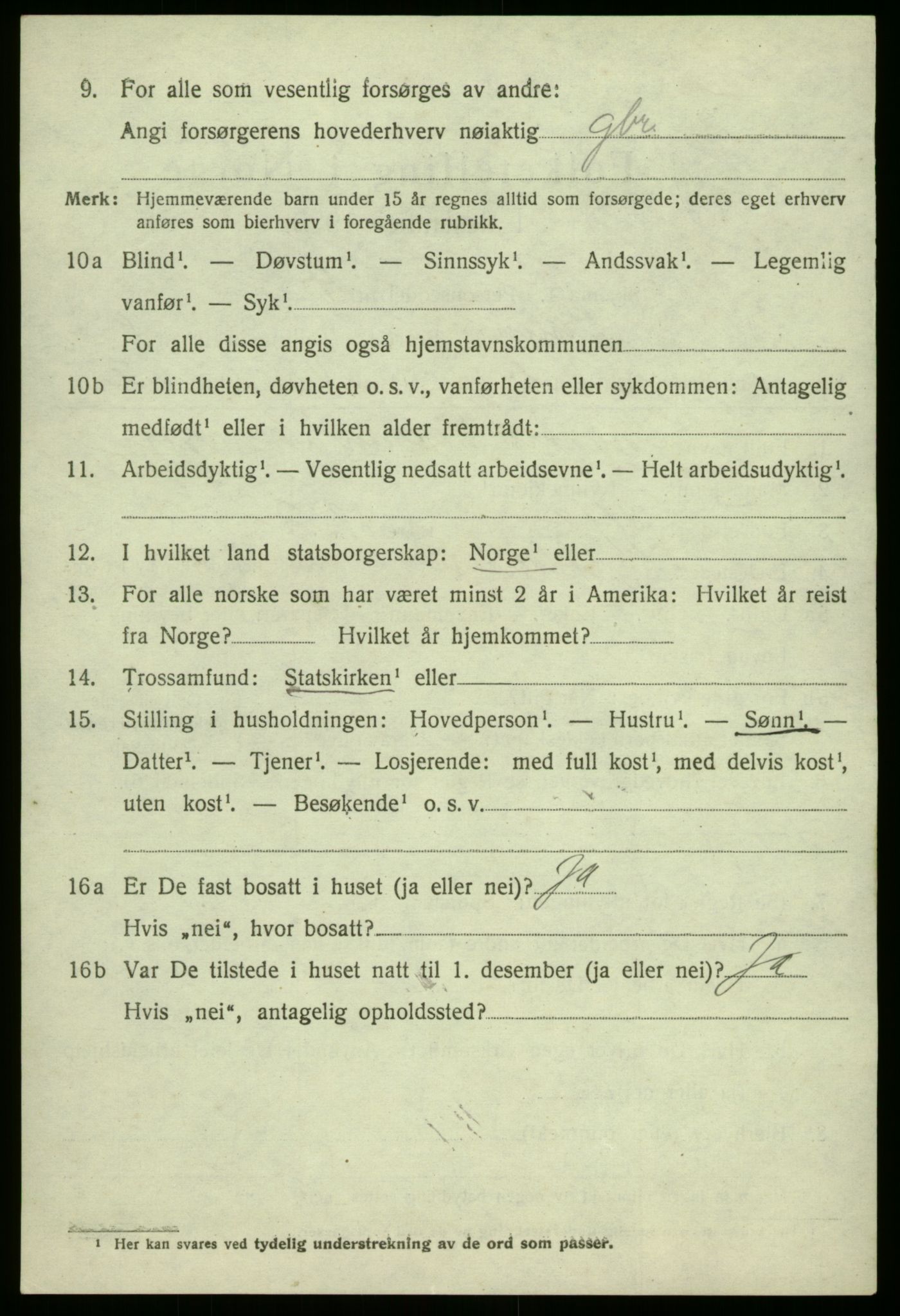 SAB, 1920 census for Solund, 1920, p. 3237