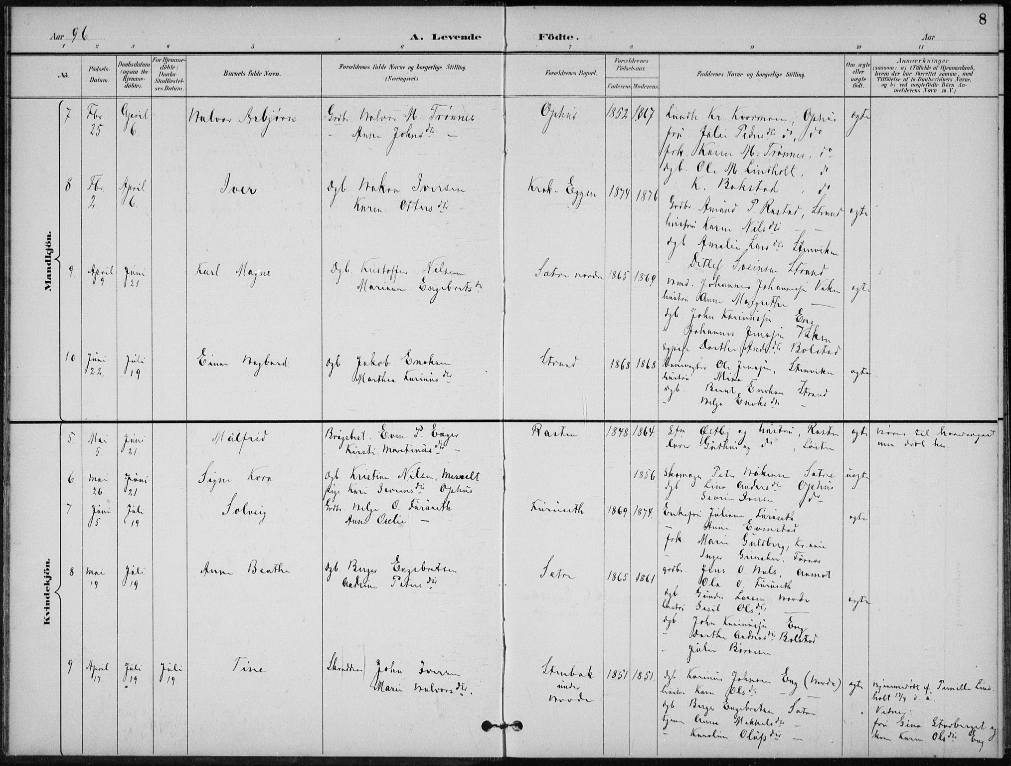 Stor-Elvdal prestekontor, SAH/PREST-052/H/Ha/Hab/L0004: Parish register (copy) no. 4, 1895-1938, p. 8