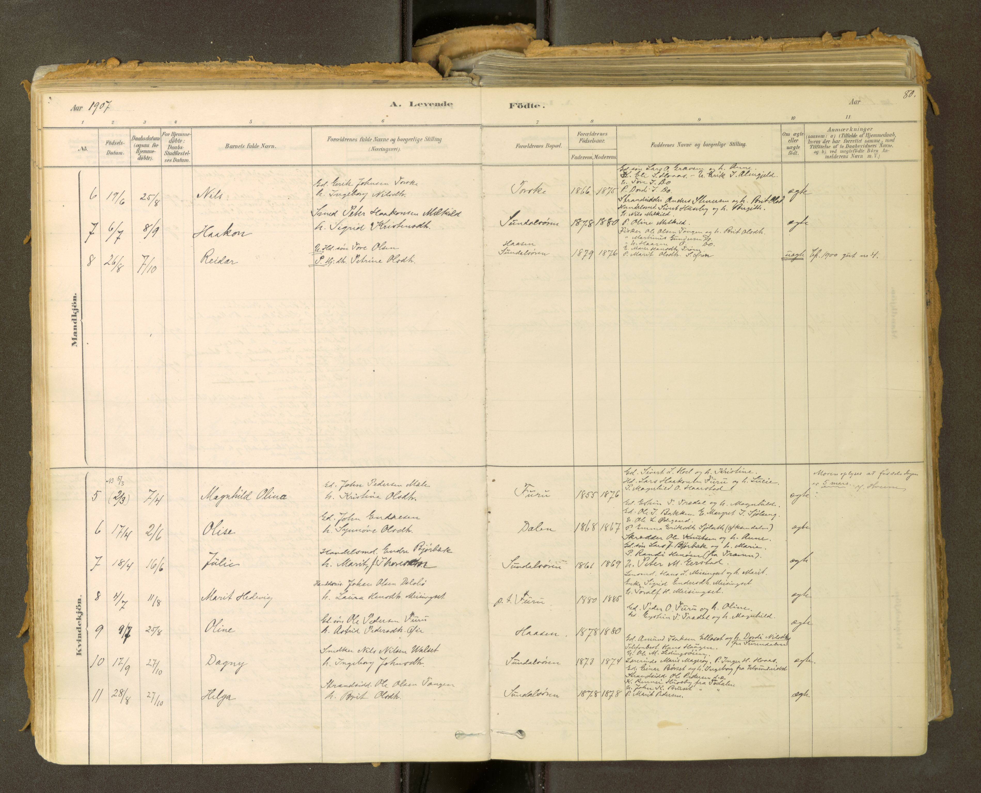 Sunndal sokneprestkontor, AV/SAT-A-1085/1/I/I1/I1a: Parish register (official) no. 2, 1877-1914, p. 80