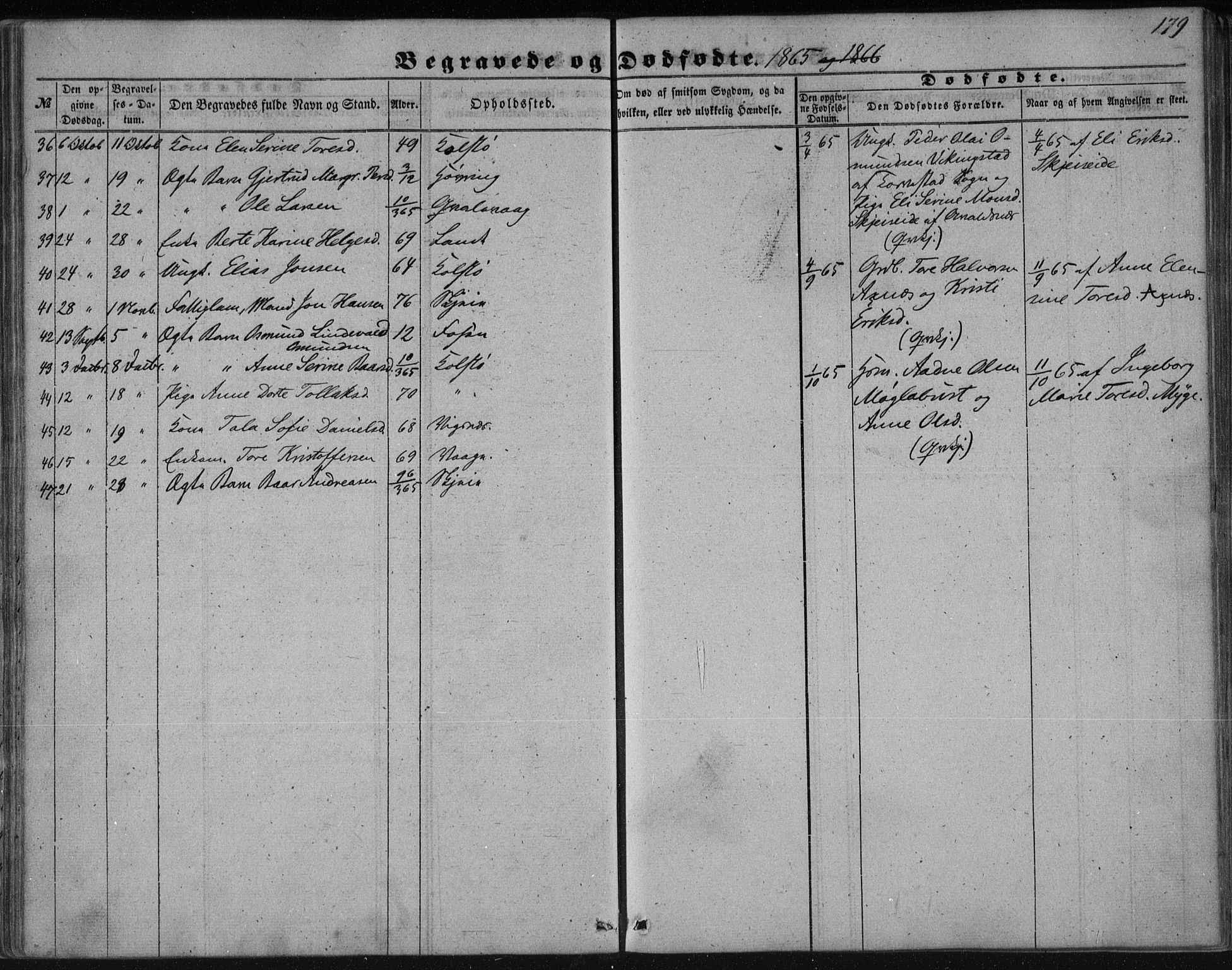 Avaldsnes sokneprestkontor, SAST/A -101851/H/Ha/Haa/L0009: Parish register (official) no. A 9, 1853-1865, p. 179