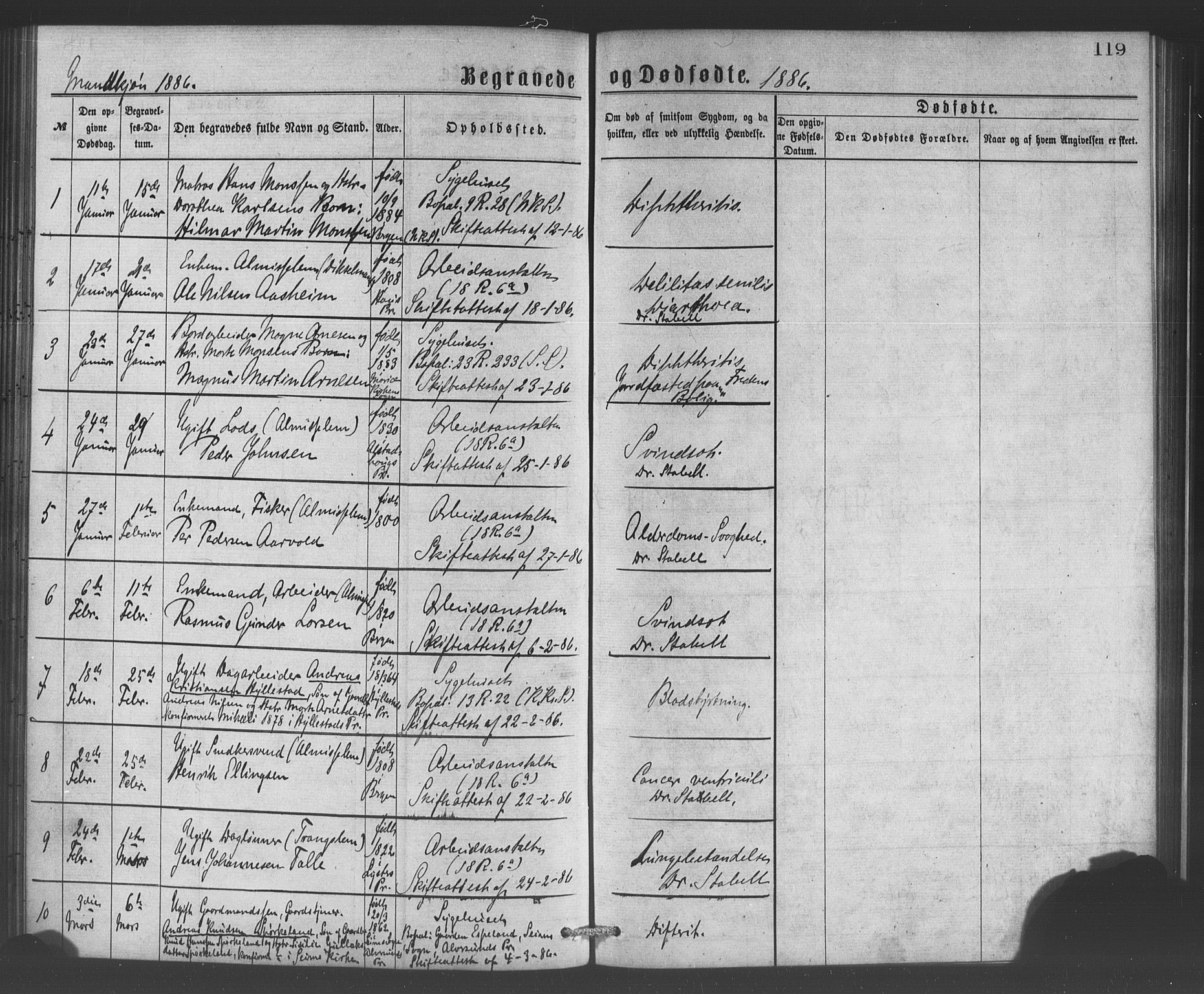 Bergen kommunale pleiehjem - stiftelsespresten, SAB/A-100281: Parish register (official) no. A 1, 1874-1886, p. 119