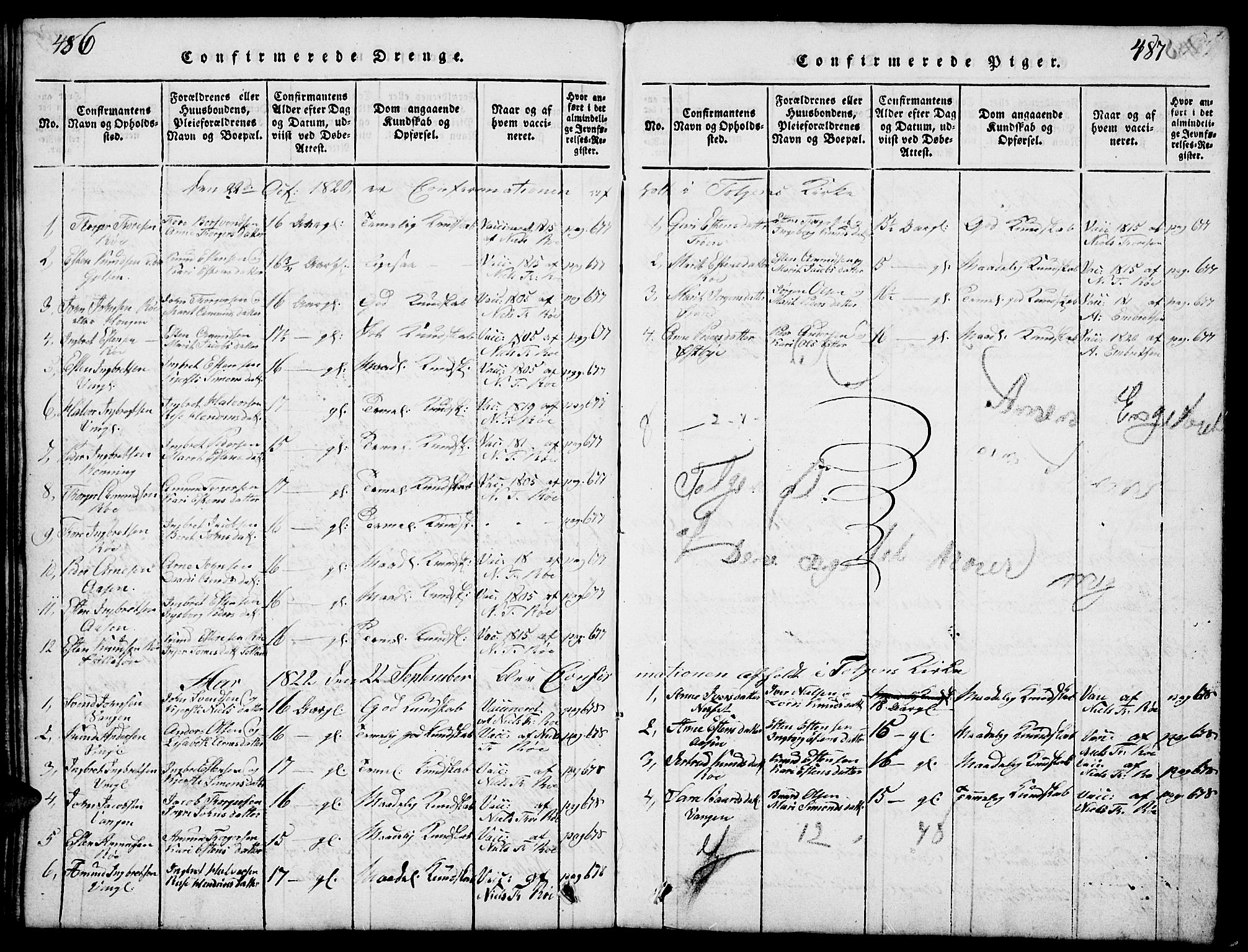 Tolga prestekontor, AV/SAH-PREST-062/L/L0003: Parish register (copy) no. 3, 1815-1862, p. 486-487