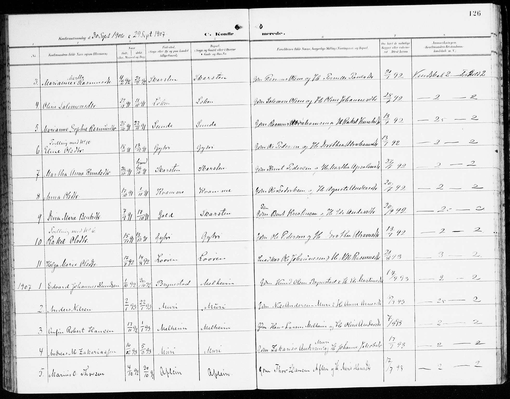 Innvik sokneprestembete, AV/SAB-A-80501: Parish register (official) no. C 2, 1900-1920, p. 126