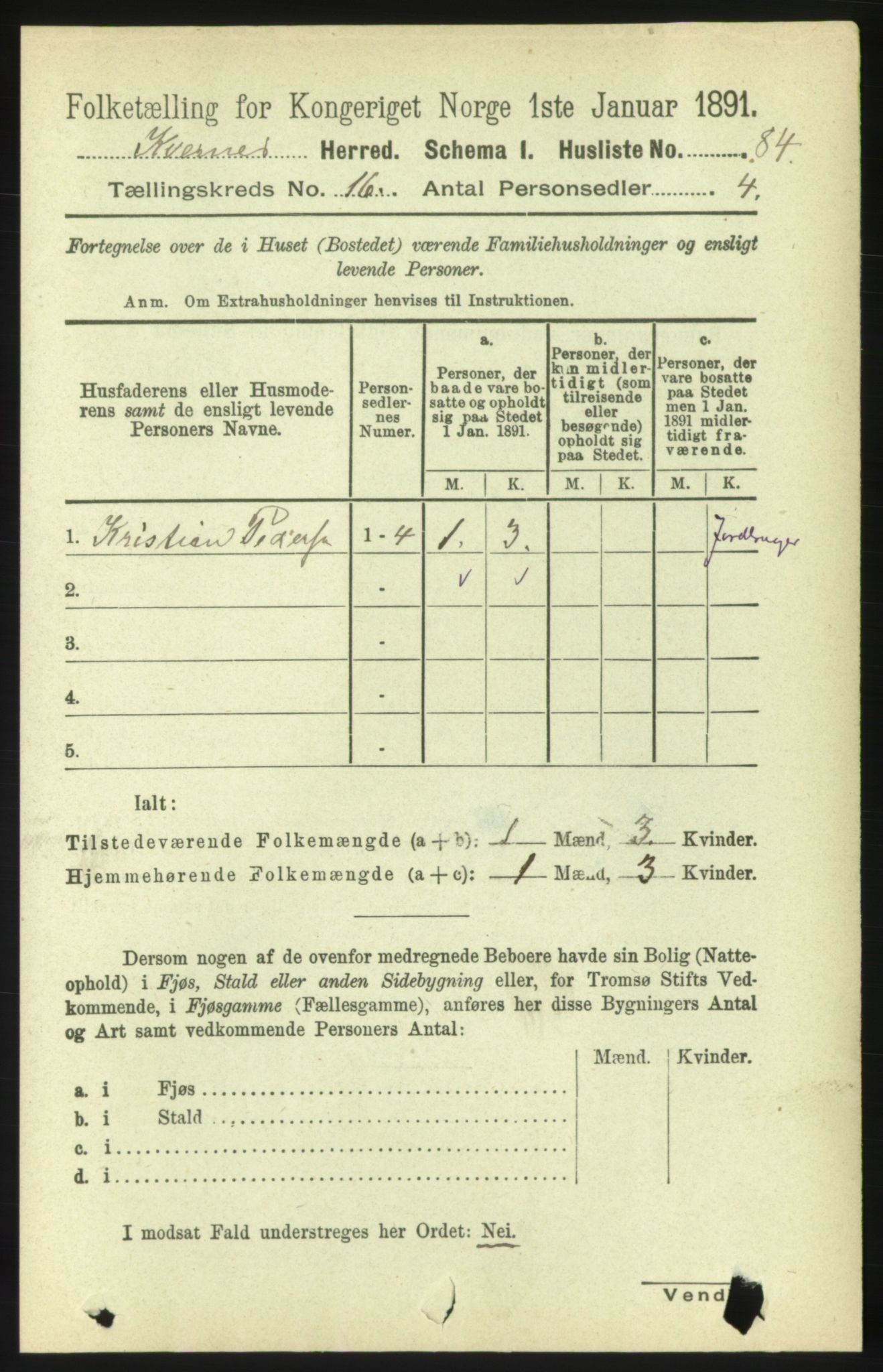 RA, 1891 census for 1553 Kvernes, 1891, p. 6439