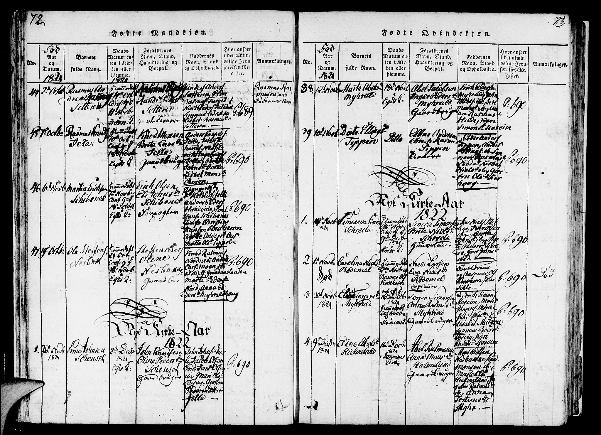 Eid sokneprestembete, SAB/A-82301/H/Haa/Haaa/L0005: Parish register (official) no. A 5, 1816-1830, p. 72-73