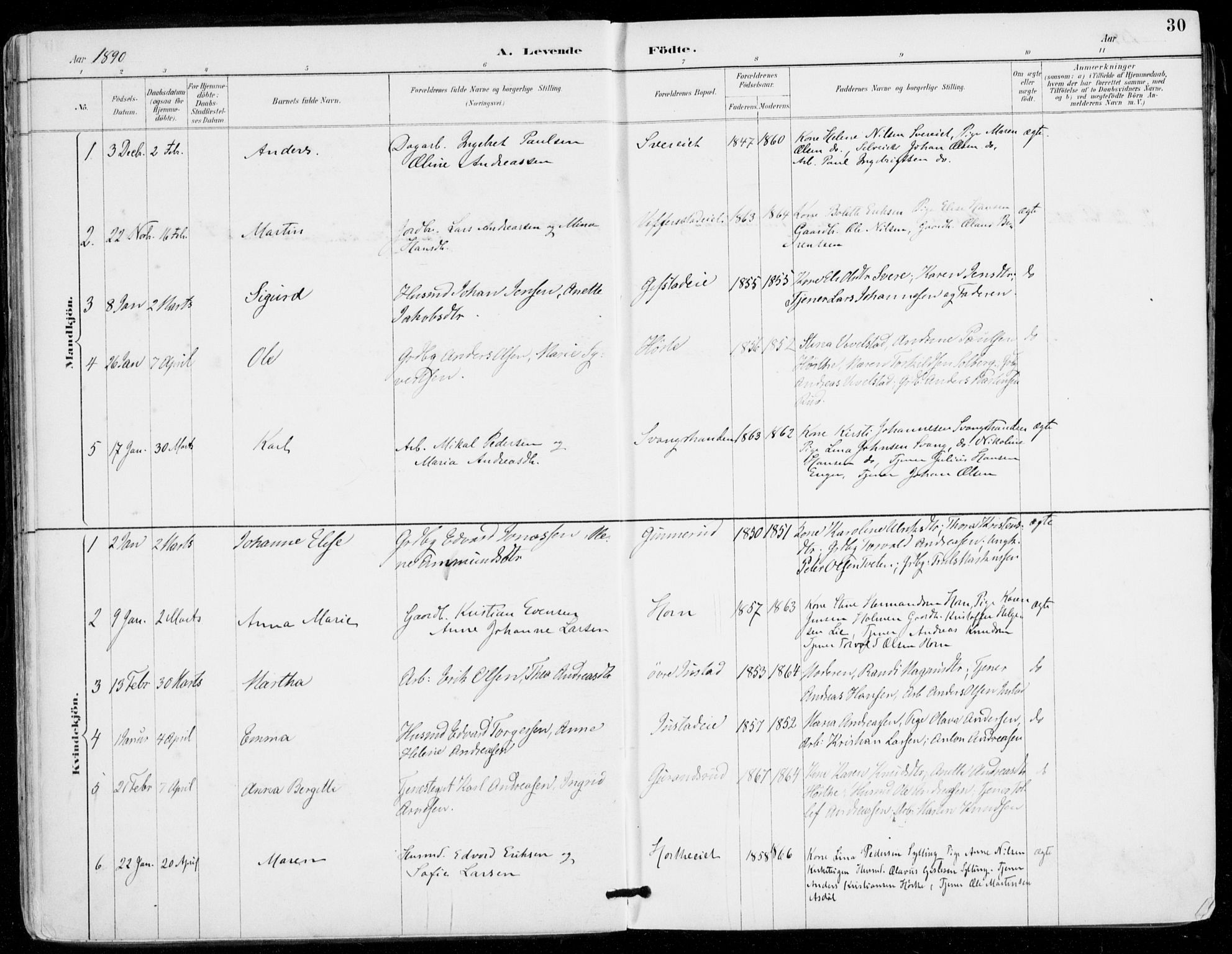 Sylling kirkebøker, SAKO/A-247/F/Fa/L0001: Parish register (official) no. 1, 1883-1910, p. 30