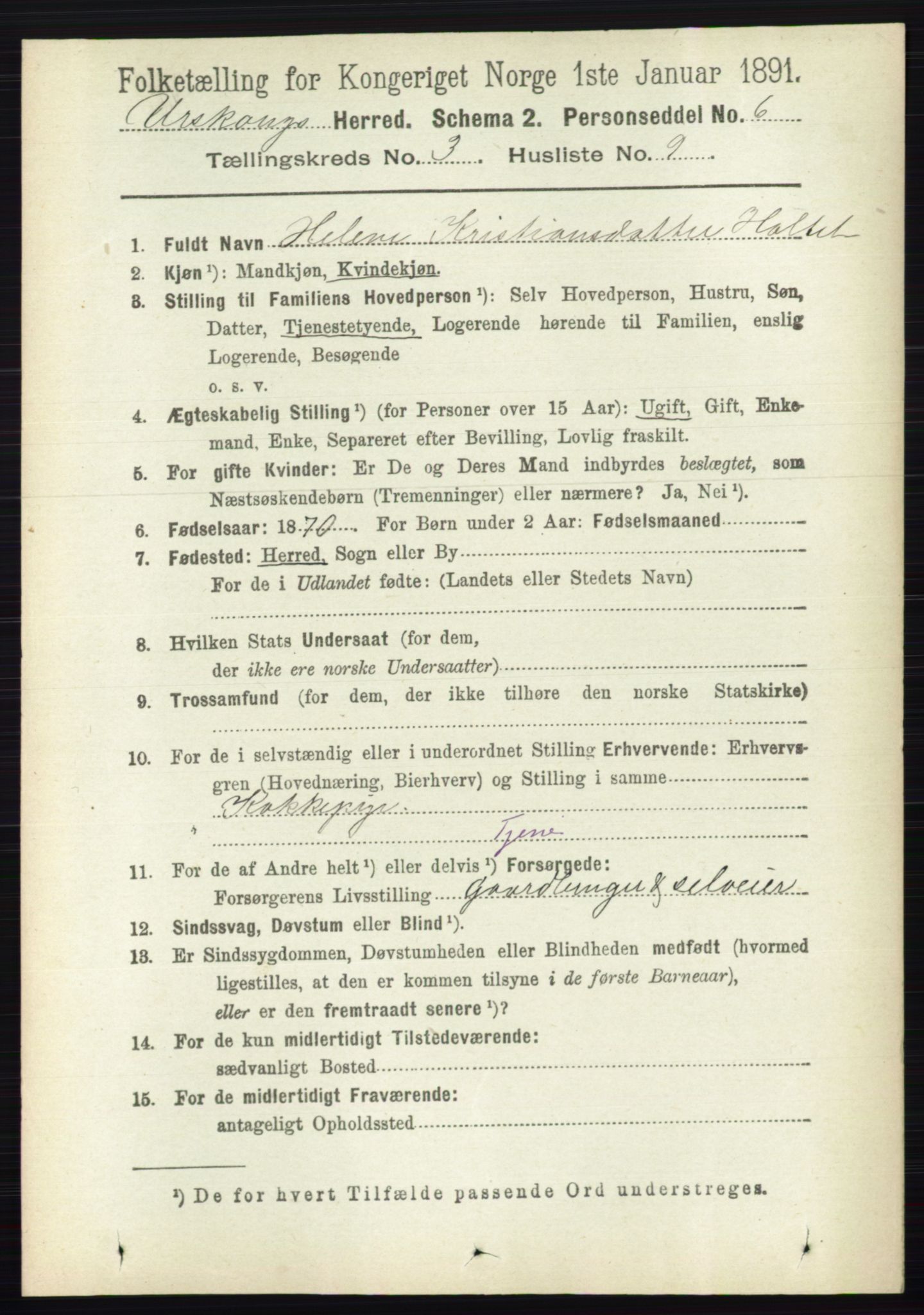 RA, 1891 census for 0224 Aurskog, 1891, p. 571