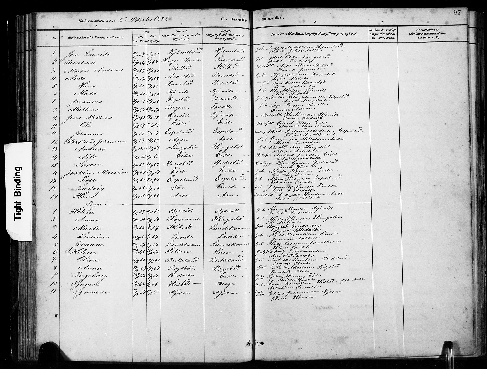 Gaular sokneprestembete, AV/SAB-A-80001/H/Hab: Parish register (copy) no. B 3, 1882-1913, p. 97