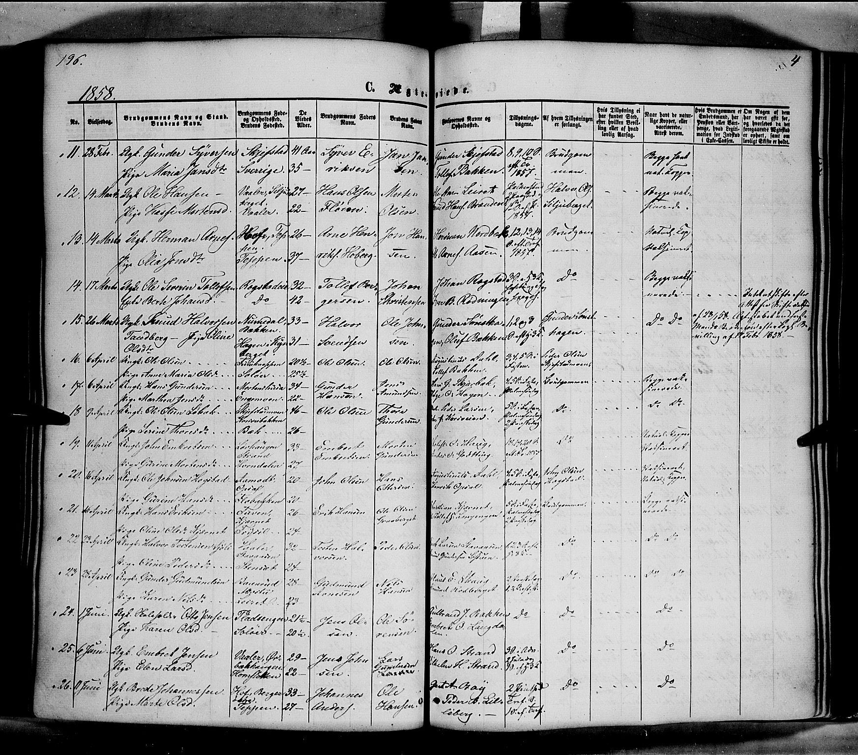 Elverum prestekontor, SAH/PREST-044/H/Ha/Haa/L0010: Parish register (official) no. 10, 1857-1868, p. 196