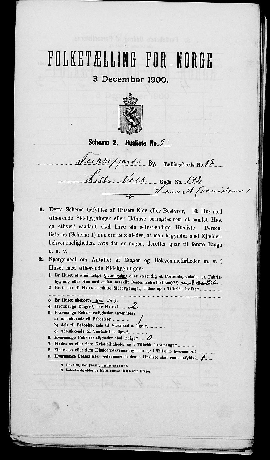 SAK, 1900 census for Flekkefjord, 1900, p. 1166