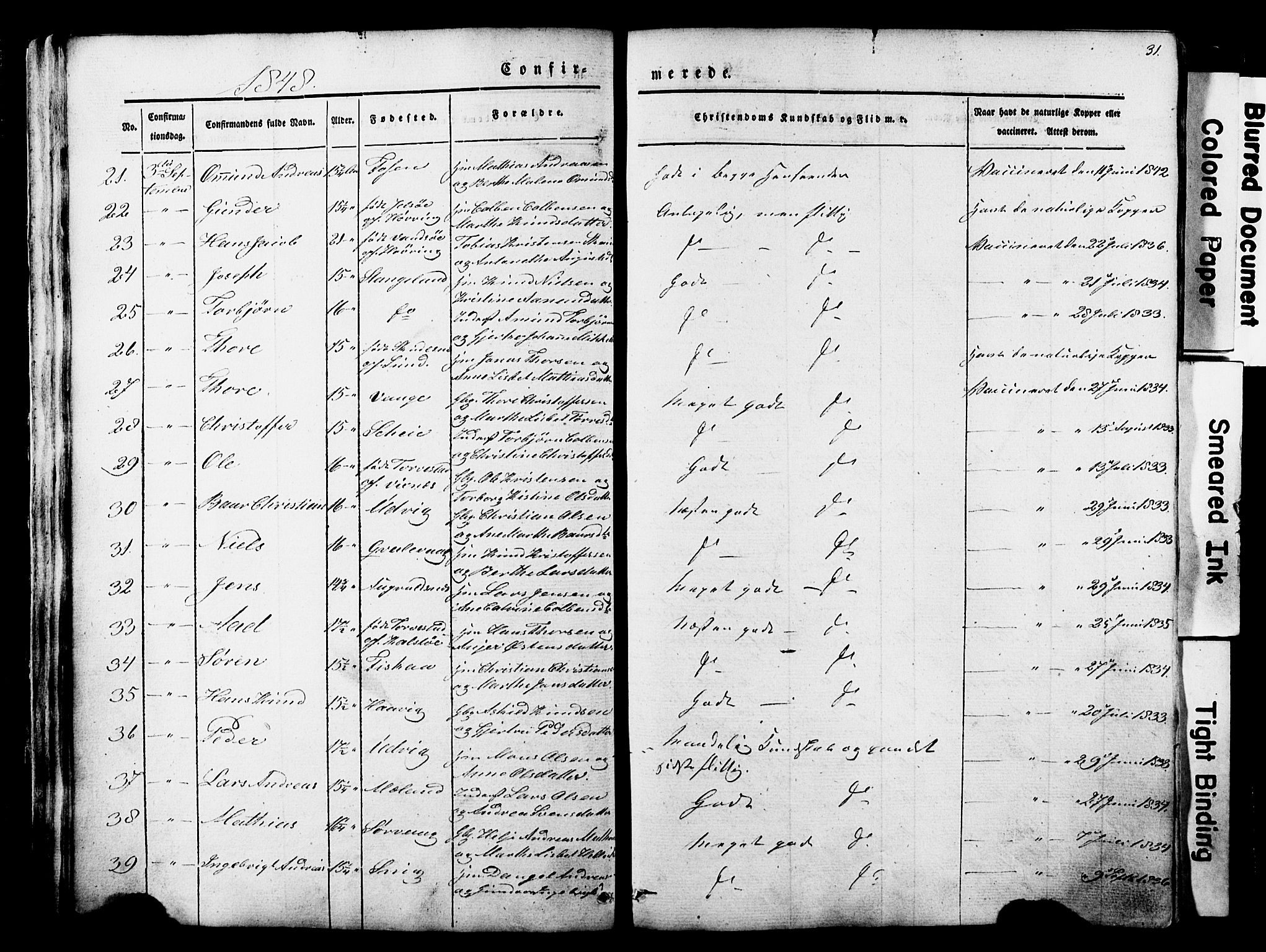 Avaldsnes sokneprestkontor, AV/SAST-A -101851/H/Ha/Haa/L0007: Parish register (official) no. A 7, 1841-1853, p. 31