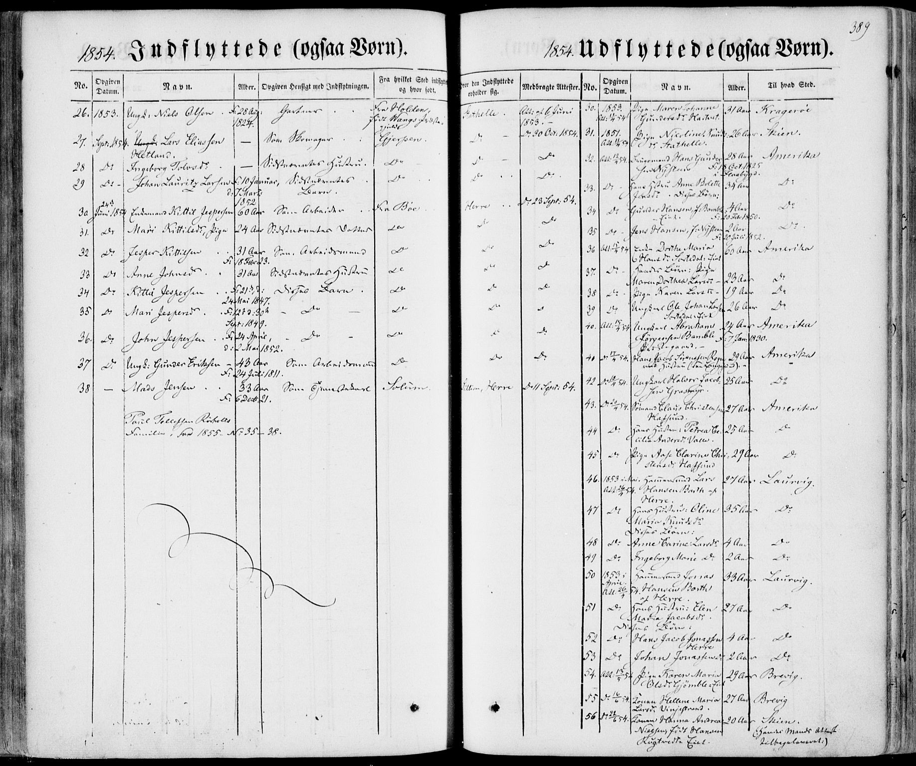 Bamble kirkebøker, SAKO/A-253/F/Fa/L0005: Parish register (official) no. I 5, 1854-1869, p. 389