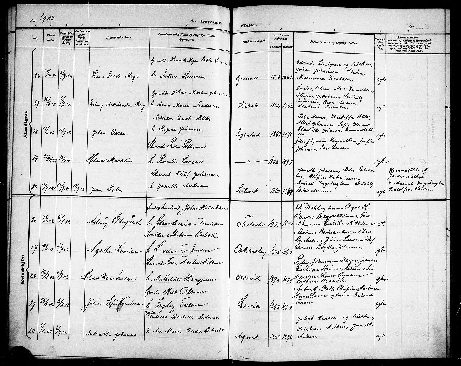 Ministerialprotokoller, klokkerbøker og fødselsregistre - Nordland, AV/SAT-A-1459/866/L0953: Parish register (copy) no. 866C02, 1900-1905