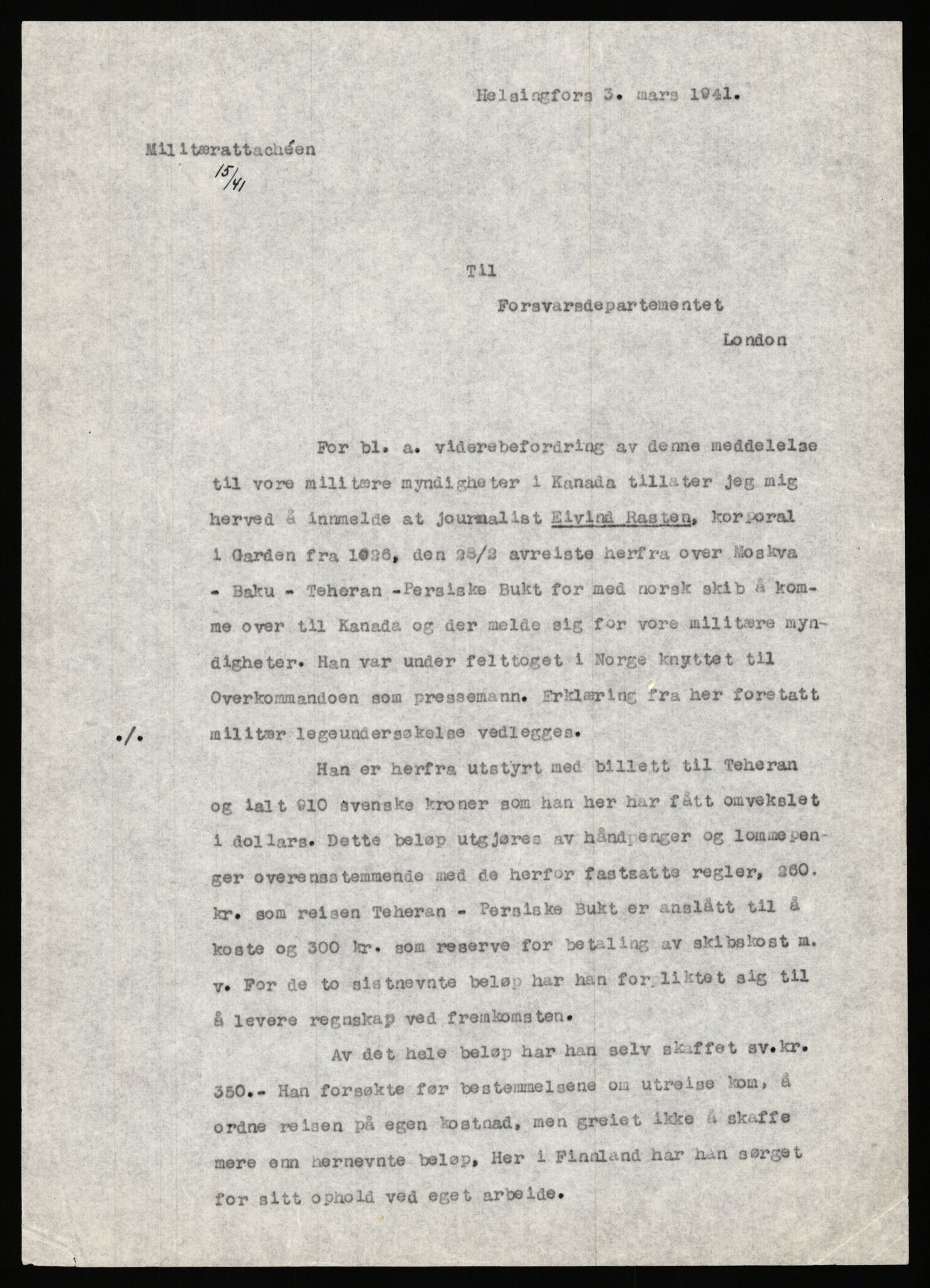 Forsvaret, Forsvarets krigshistoriske avdeling, AV/RA-RAFA-2017/Y/Ya/L0006: II-C-11-11,2 - Utenriksdepartementet.  Legasjonen i Helsingfors., 1940-1946, p. 237