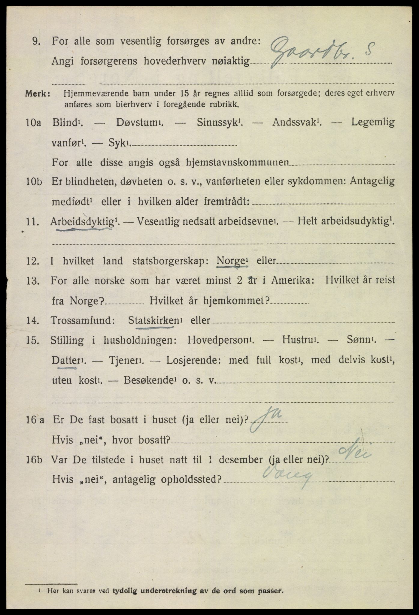 SAH, 1920 census for Vang (Oppland), 1920, p. 3402