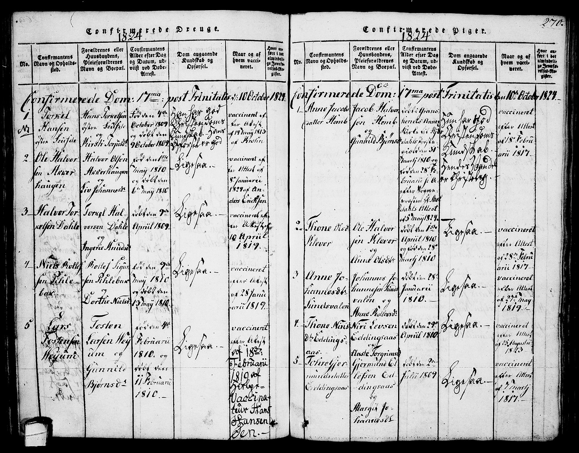 Sauherad kirkebøker, AV/SAKO-A-298/G/Ga/L0001: Parish register (copy) no. I 1, 1815-1827, p. 270