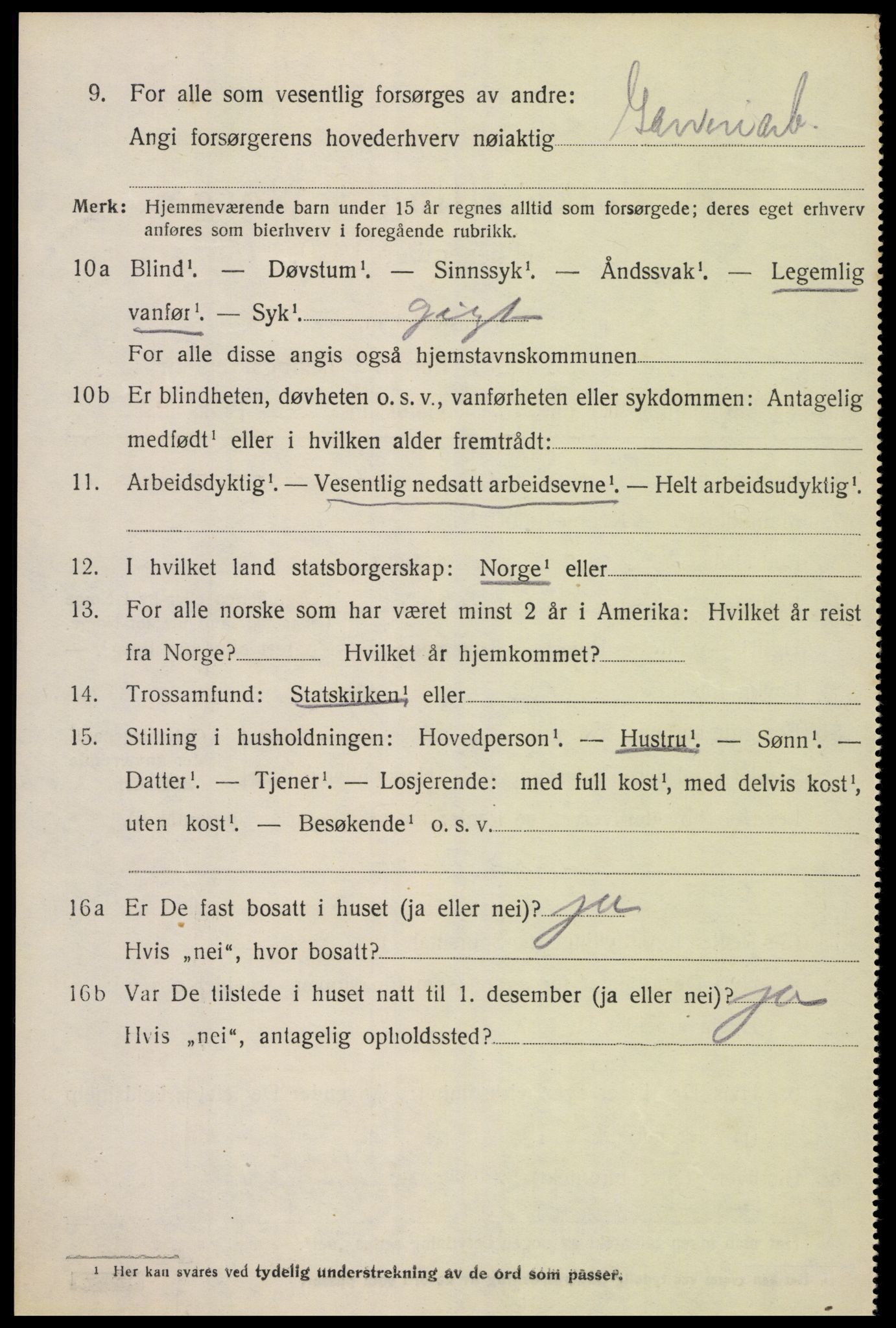 SAK, 1920 census for Oddernes, 1920, p. 10472