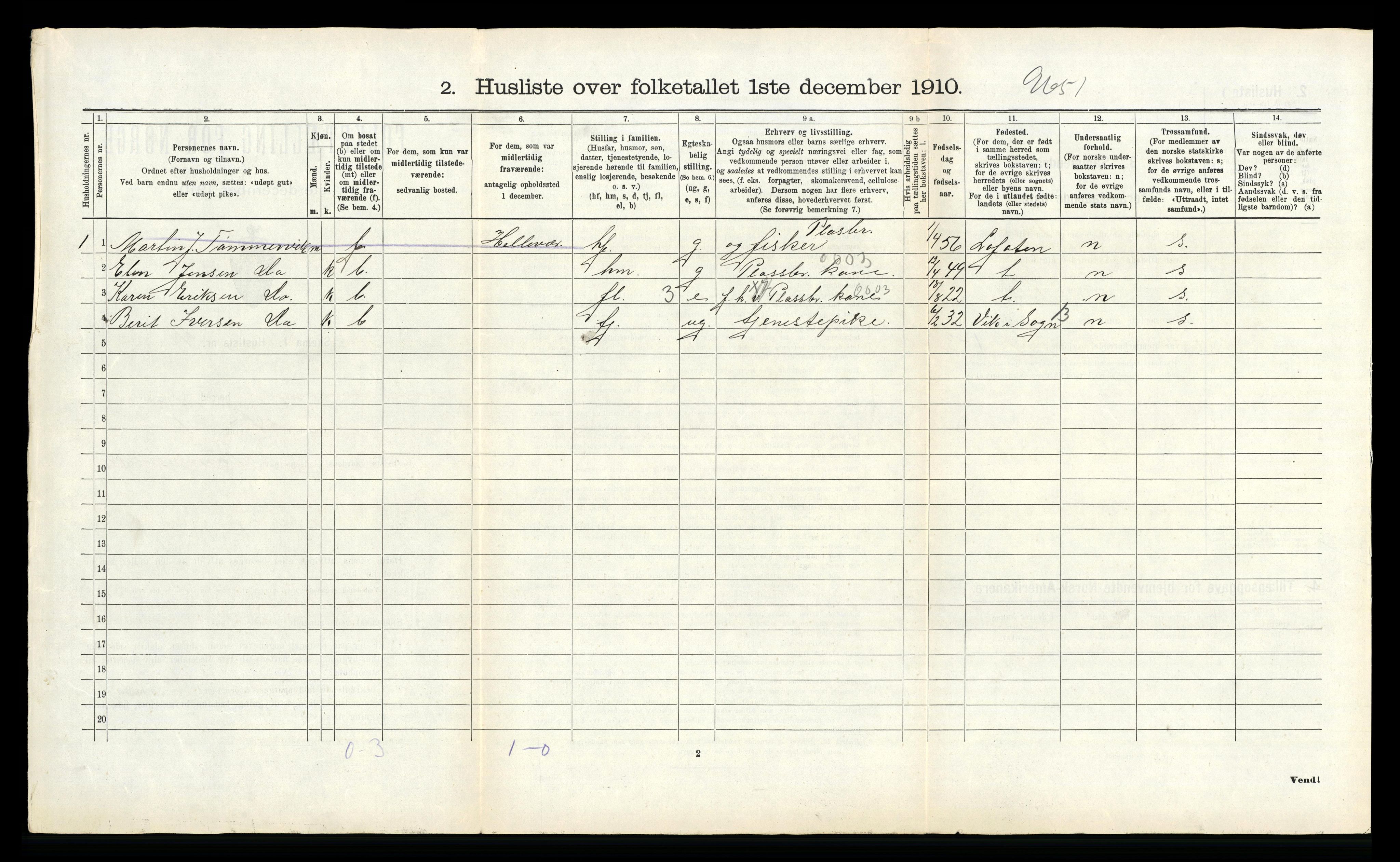 RA, 1910 census for Stamnes, 1910, p. 669