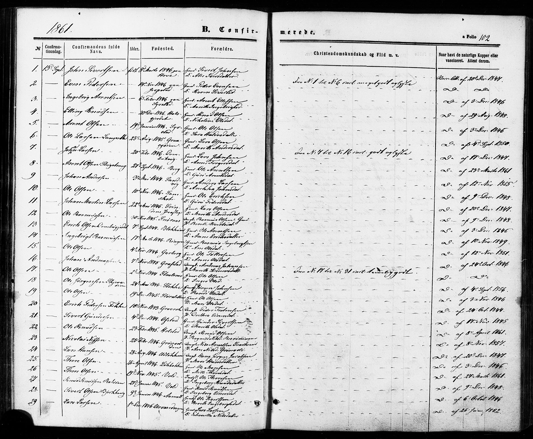 Ministerialprotokoller, klokkerbøker og fødselsregistre - Sør-Trøndelag, SAT/A-1456/672/L0856: Parish register (official) no. 672A08, 1861-1881, p. 102
