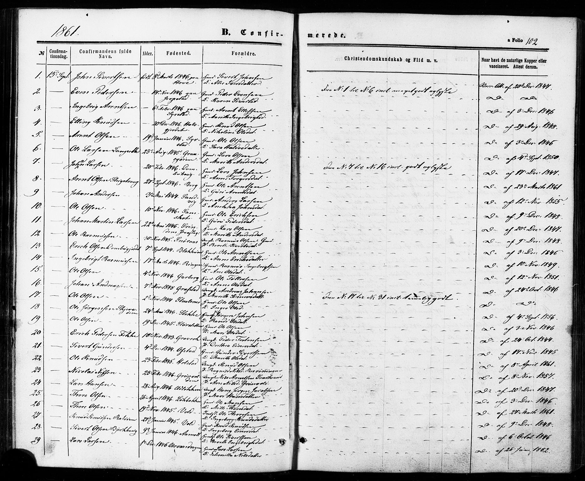 Ministerialprotokoller, klokkerbøker og fødselsregistre - Sør-Trøndelag, AV/SAT-A-1456/672/L0856: Parish register (official) no. 672A08, 1861-1881, p. 102