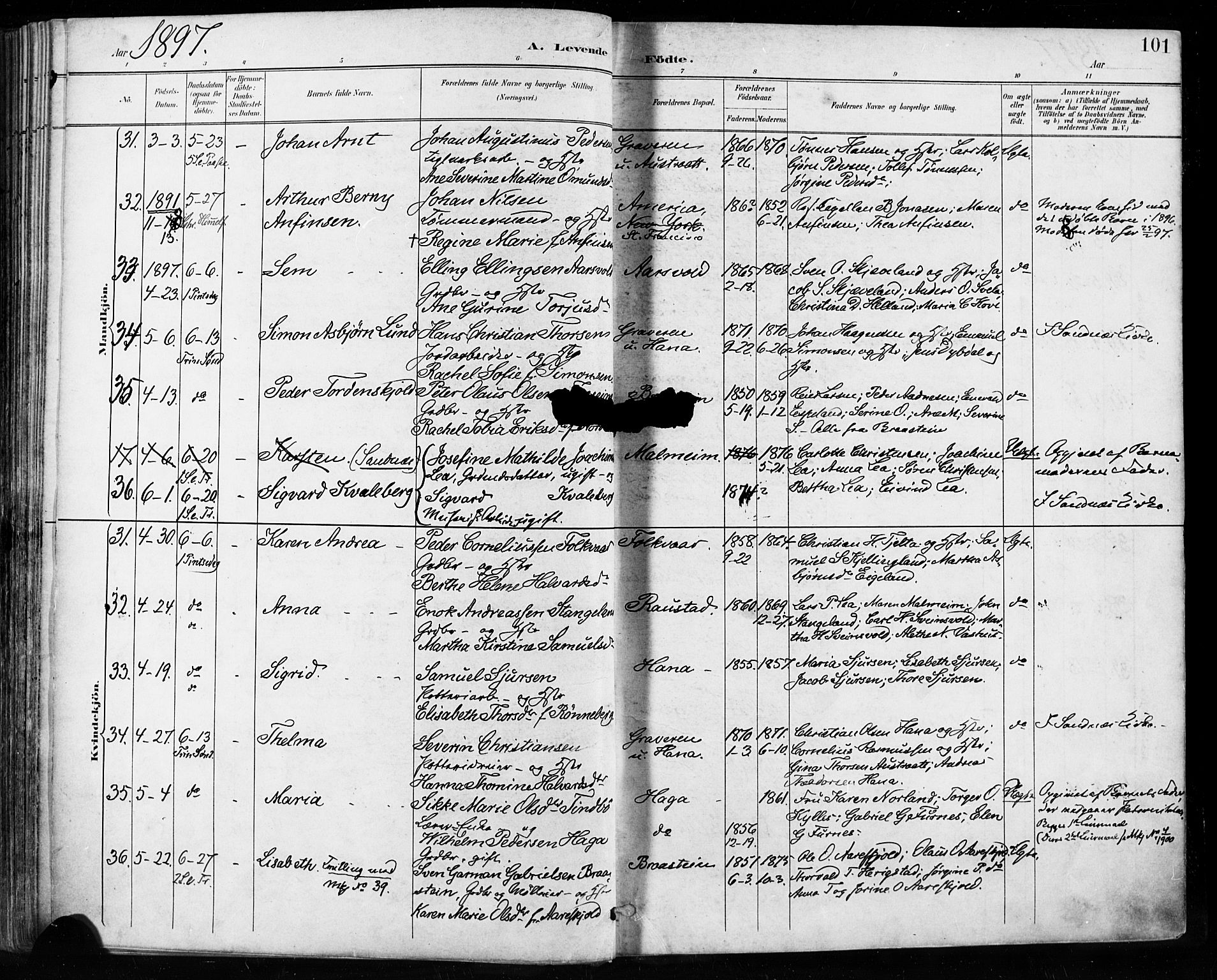 Høyland sokneprestkontor, AV/SAST-A-101799/001/30BA/L0013: Parish register (official) no. A 13.1, 1889-1898, p. 101