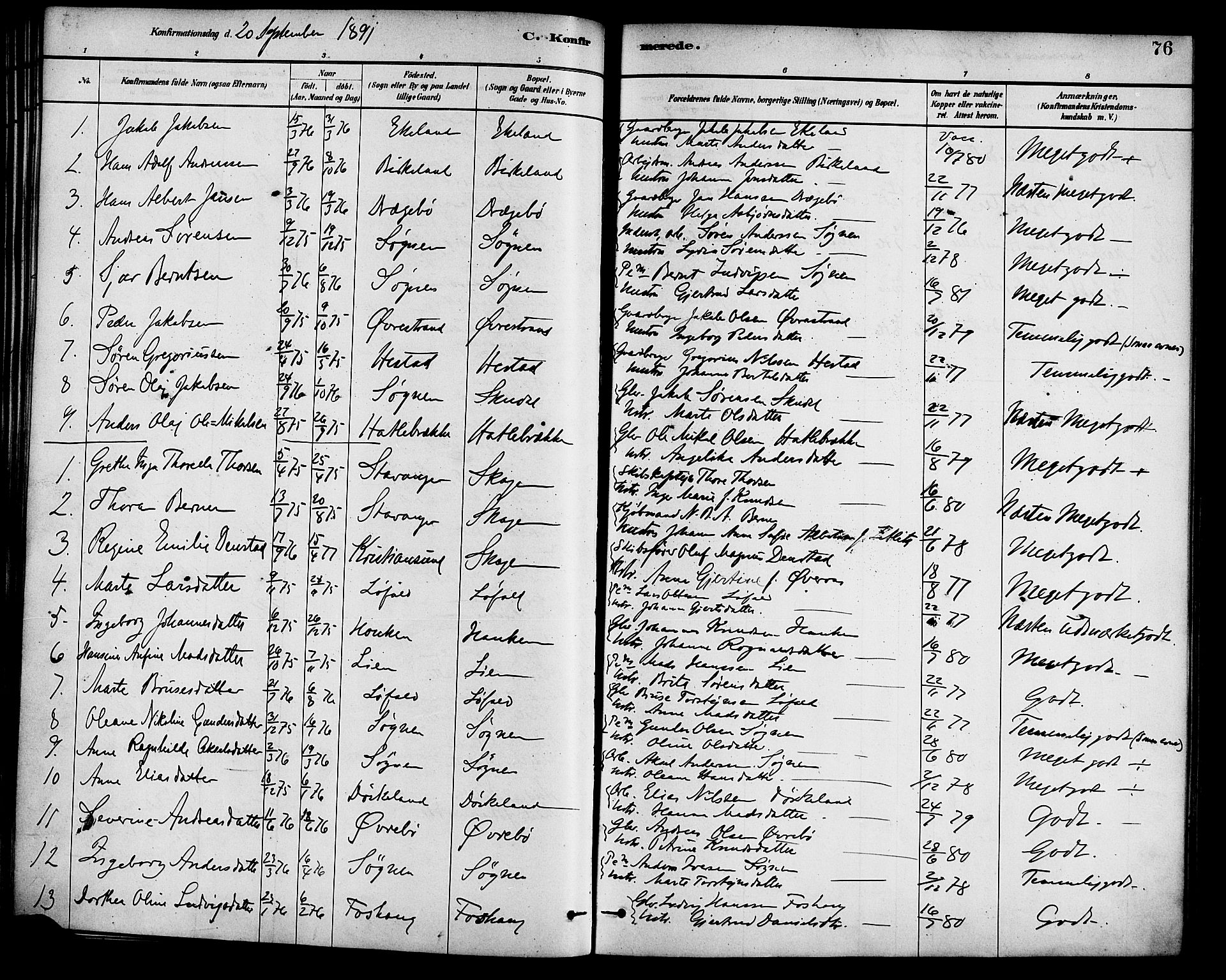 Gaular sokneprestembete, SAB/A-80001/H/Haa: Parish register (official) no. B 1, 1882-1897, p. 76