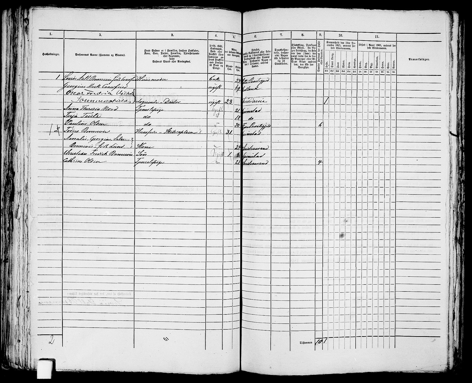 RA, 1865 census for Fjære/Grimstad, 1865, p. 149