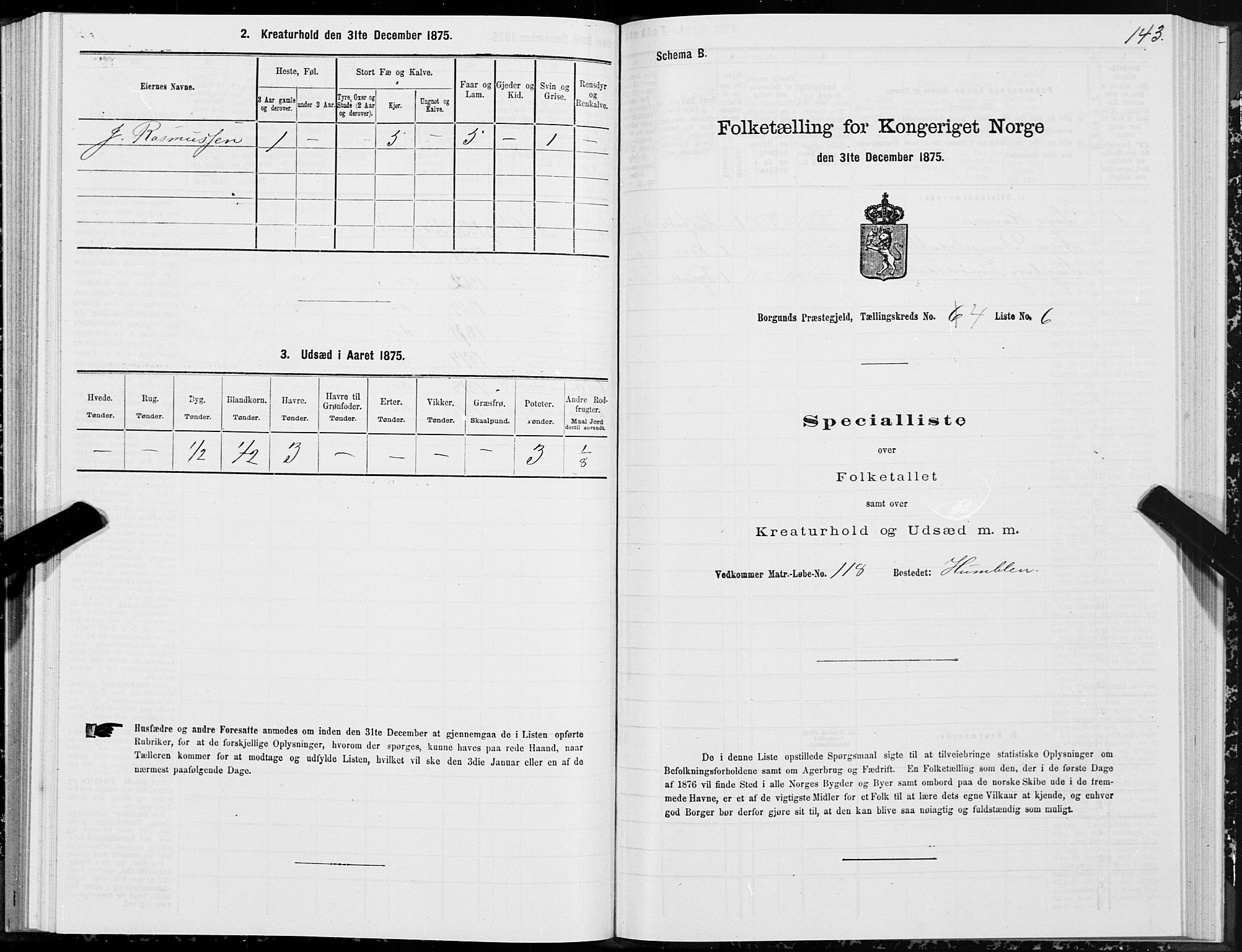 SAT, 1875 census for 1531P Borgund, 1875, p. 2143