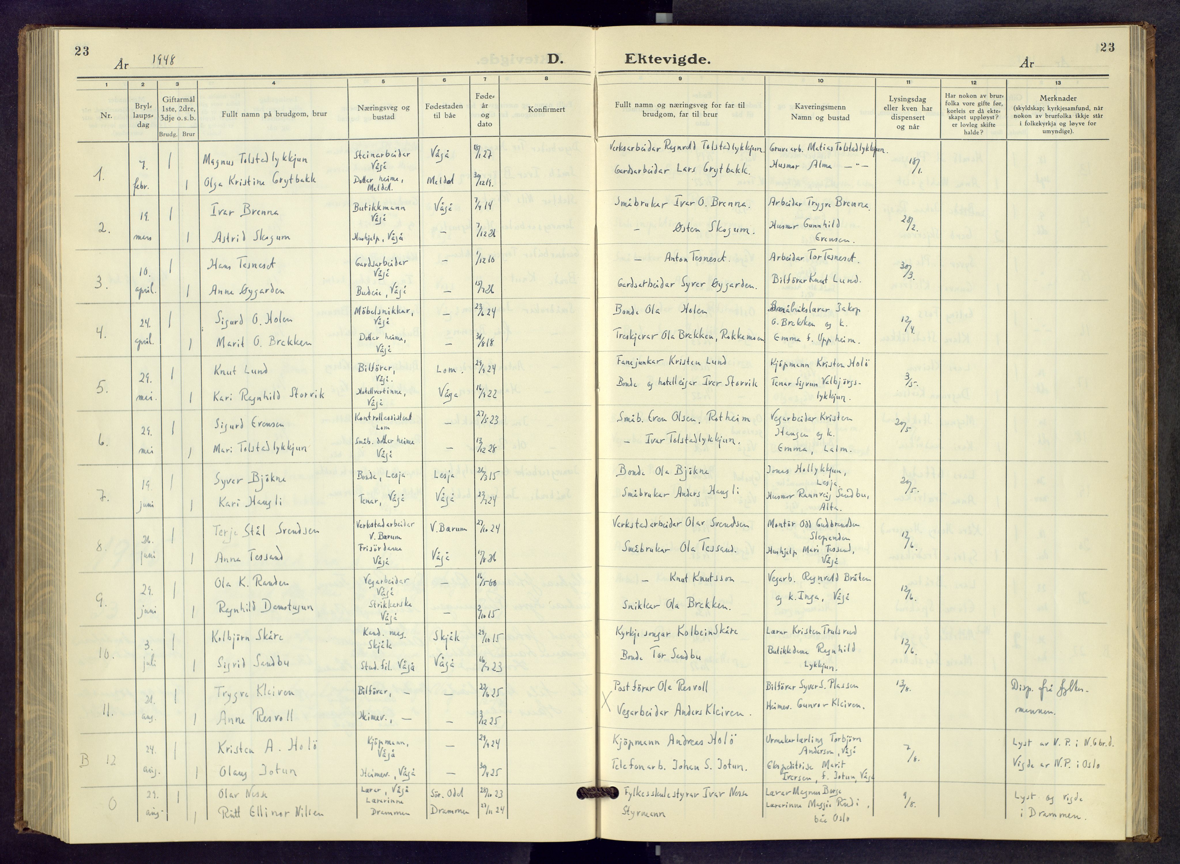 Vågå prestekontor, AV/SAH-PREST-076/H/Ha/Hab/L0003: Parish register (copy) no. 3, 1940-1961, p. 23