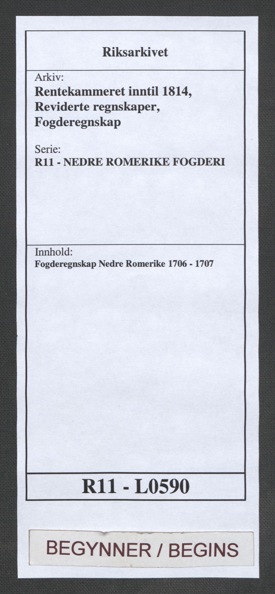 Rentekammeret inntil 1814, Reviderte regnskaper, Fogderegnskap, RA/EA-4092/R11/L0590: Fogderegnskap Nedre Romerike, 1706-1707, p. 1