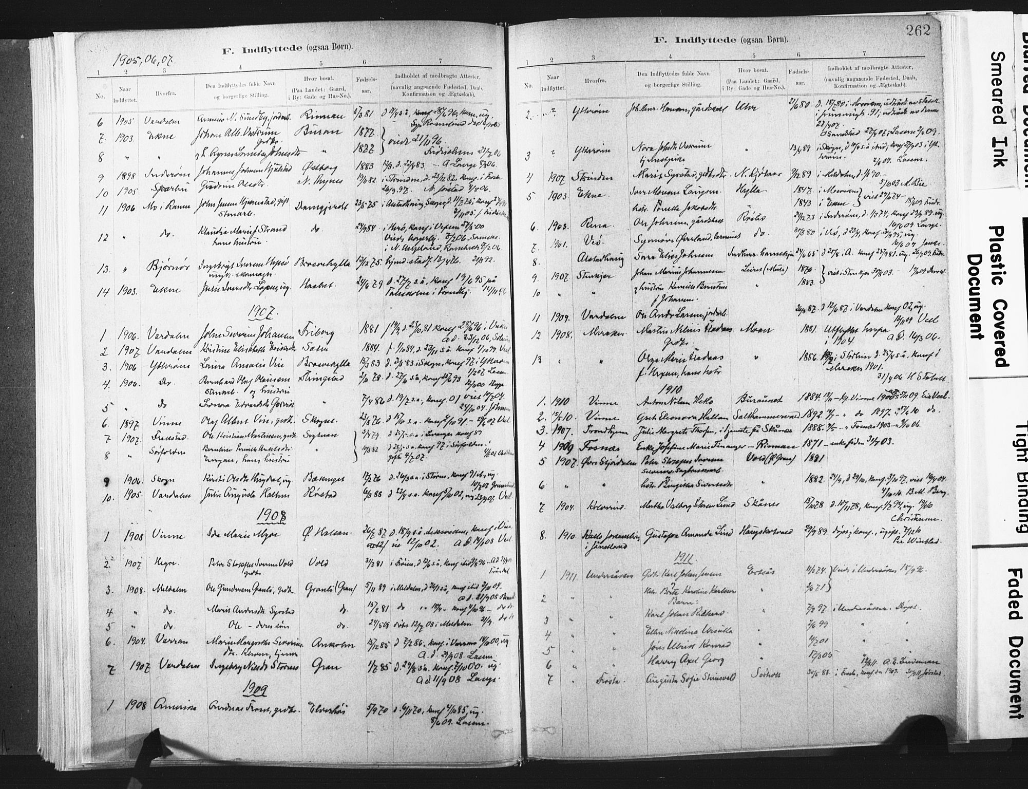 Ministerialprotokoller, klokkerbøker og fødselsregistre - Nord-Trøndelag, SAT/A-1458/721/L0207: Parish register (official) no. 721A02, 1880-1911, p. 262
