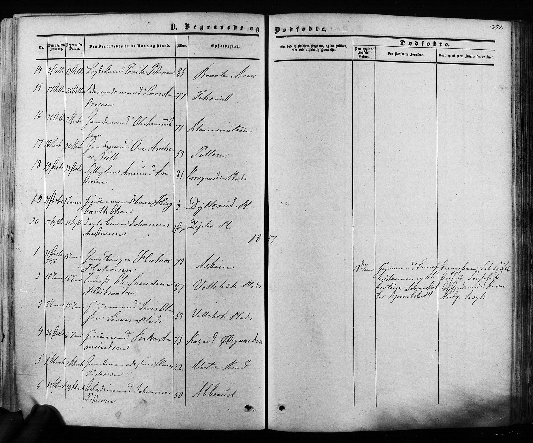 Ås prestekontor Kirkebøker, SAO/A-10894/F/Fa/L0007: Parish register (official) no. I 7, 1854-1870, p. 351