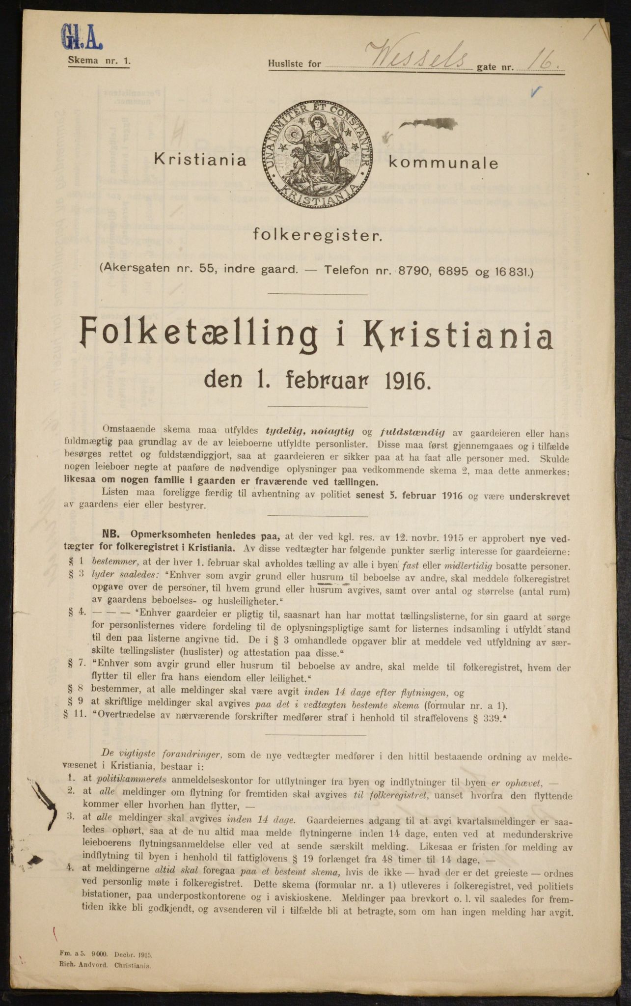 OBA, Municipal Census 1916 for Kristiania, 1916, p. 131847