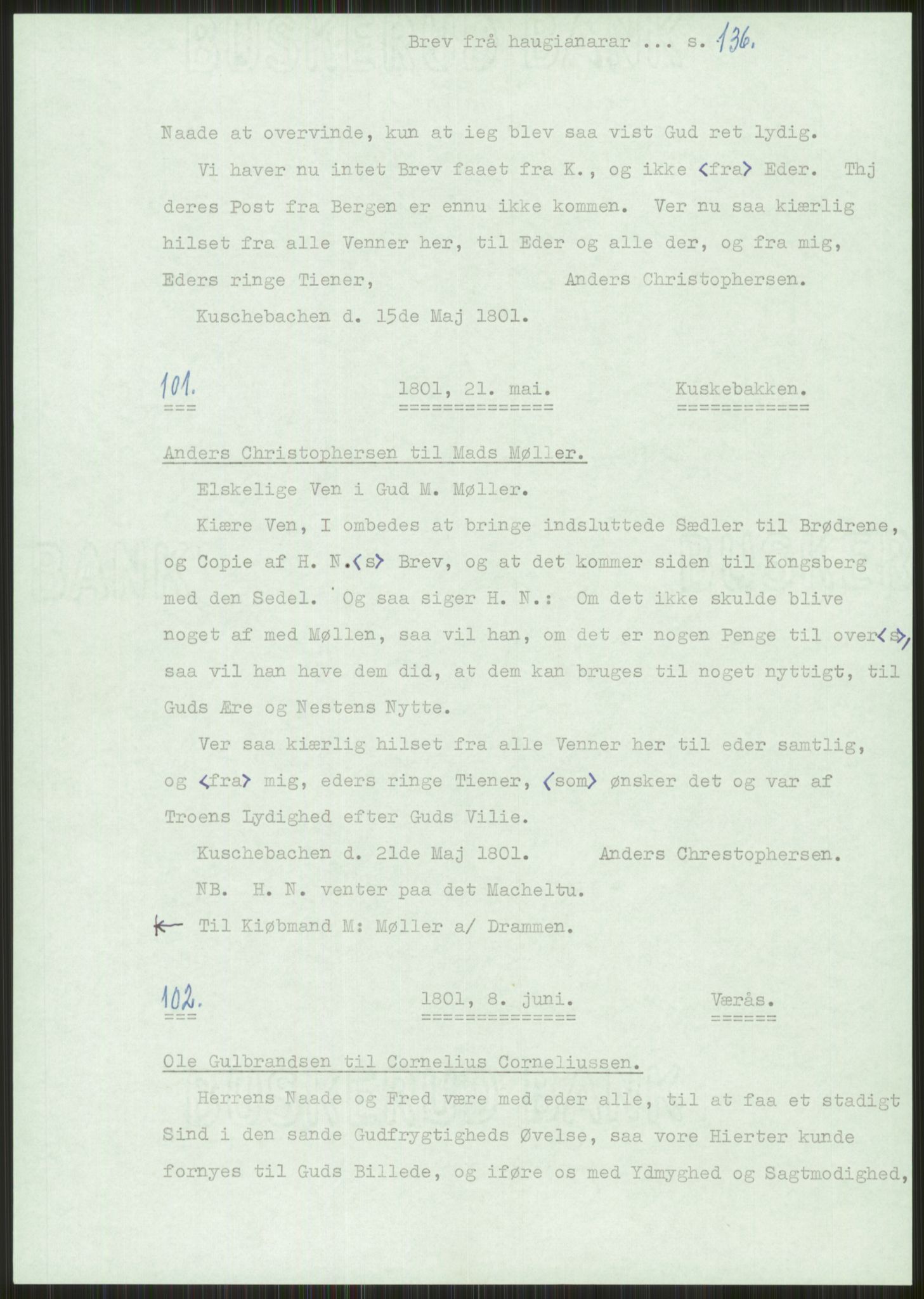 Samlinger til kildeutgivelse, Haugianerbrev, AV/RA-EA-6834/F/L0001: Haugianerbrev I: 1760-1804, 1760-1804, p. 136