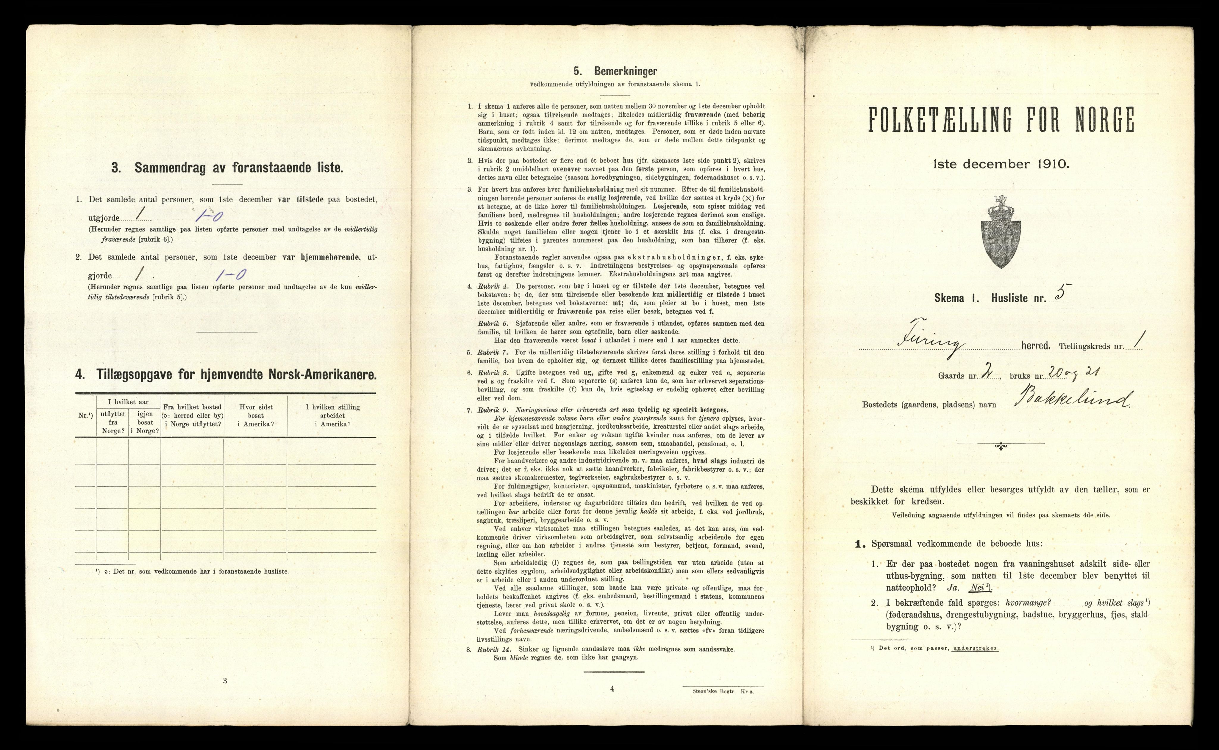 RA, 1910 census for Feiring, 1910, p. 26