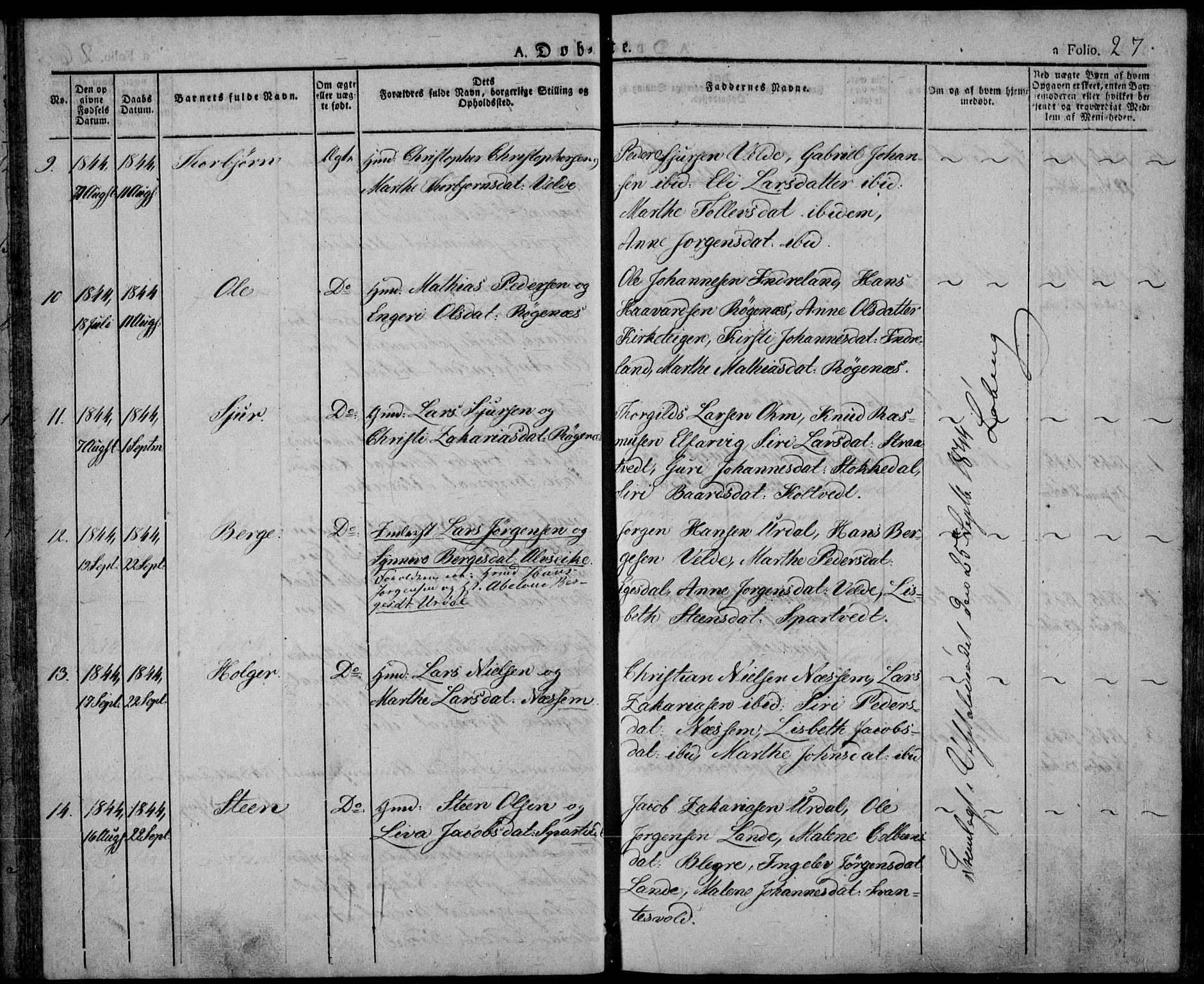 Skjold sokneprestkontor, AV/SAST-A-101847/H/Ha/Haa/L0005: Parish register (official) no. A 5, 1830-1856, p. 27