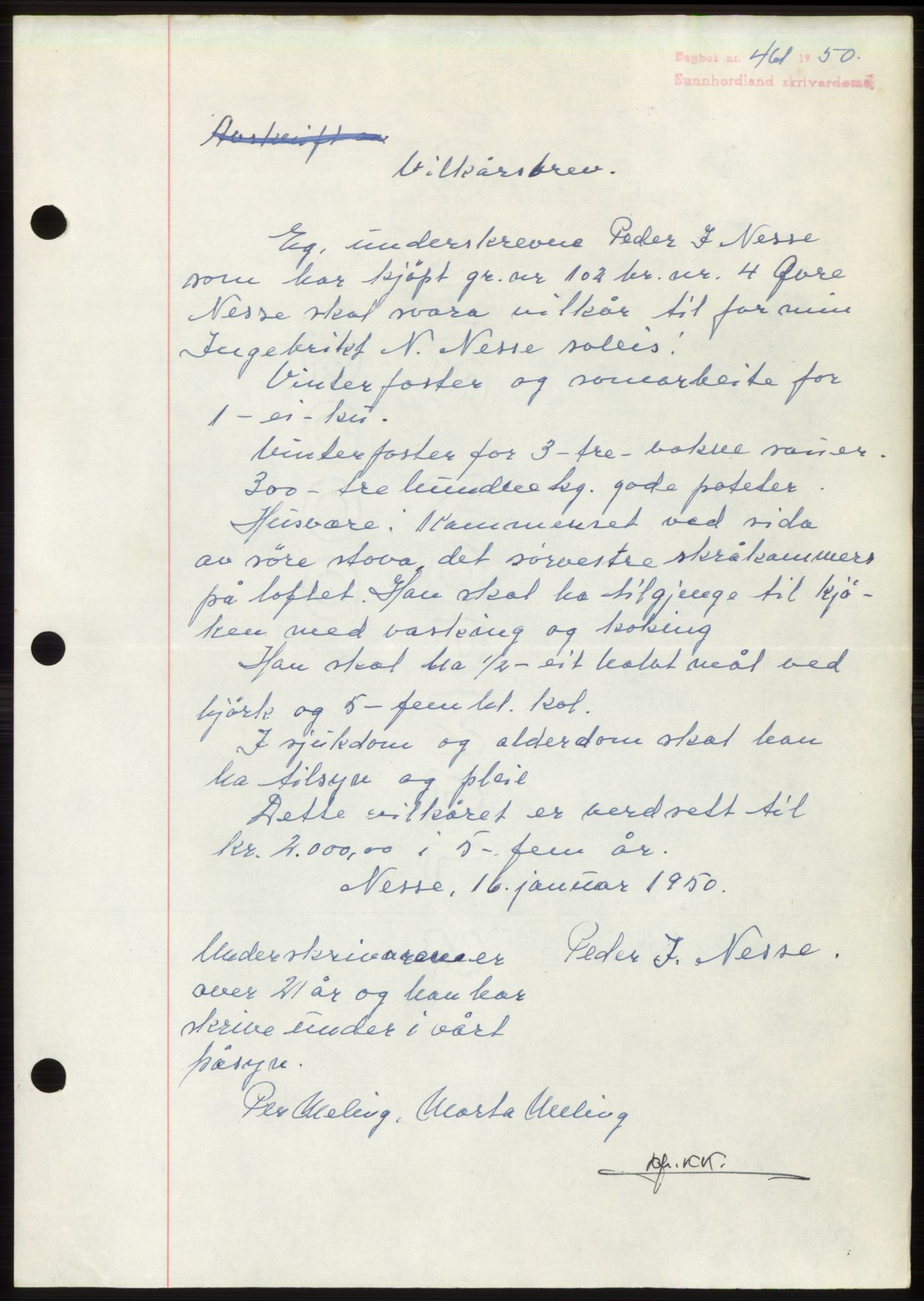 Sunnhordland sorenskrivar, AV/SAB-A-2401: Mortgage book no. B75-79, 1948-1950, Diary no: : 461/1950